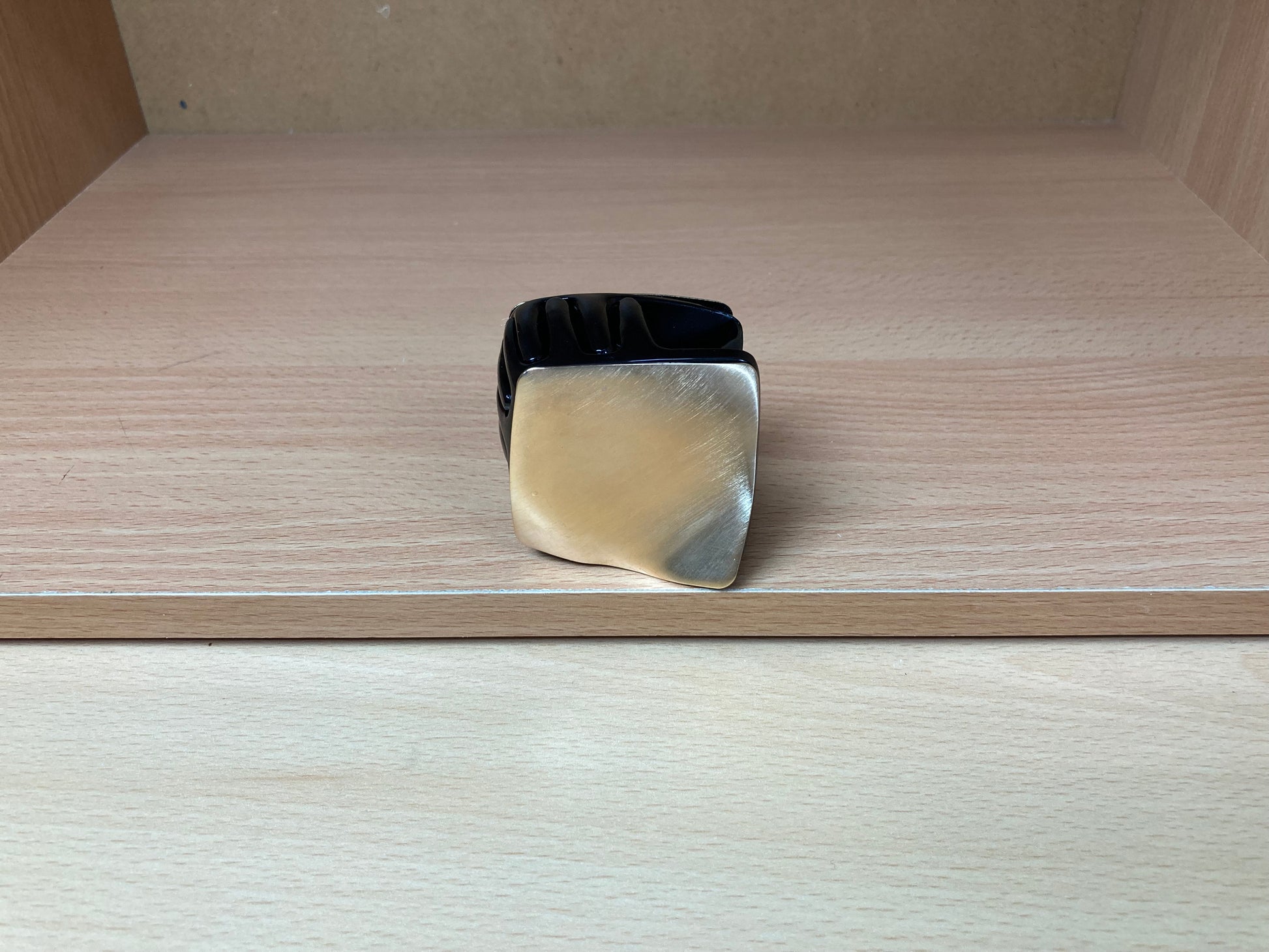 Tiny Treasures Seoul - Brushed Gold & Black Geometric Mini Hair Claw Front View