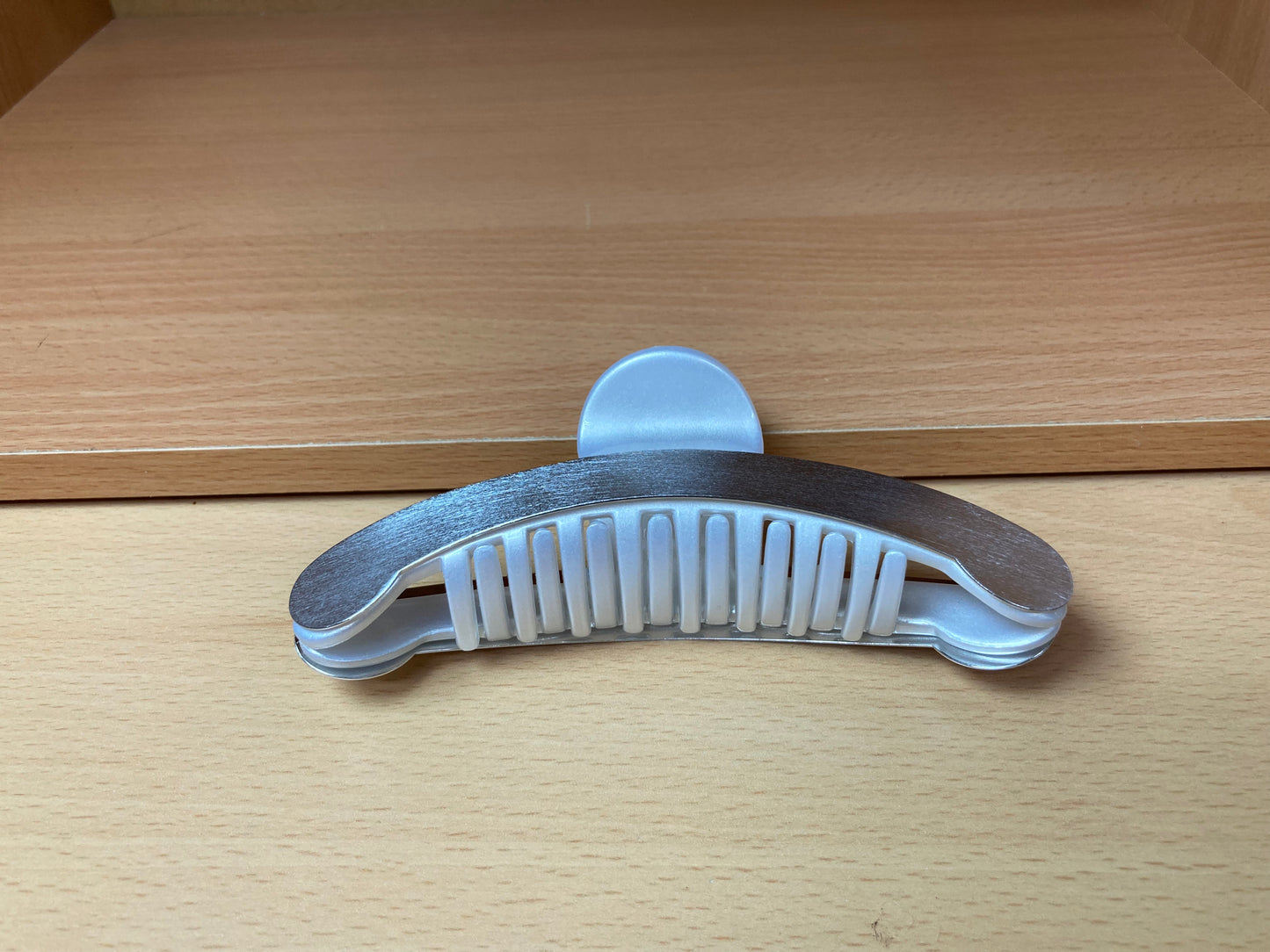 Brushed Silver Curved Edge Hair Claw
