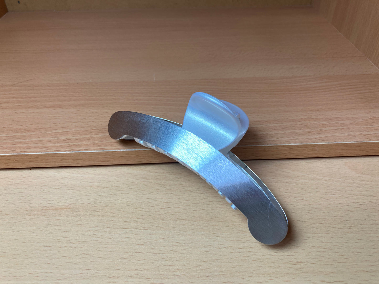 Brushed Silver Curved Edge Hair Claw