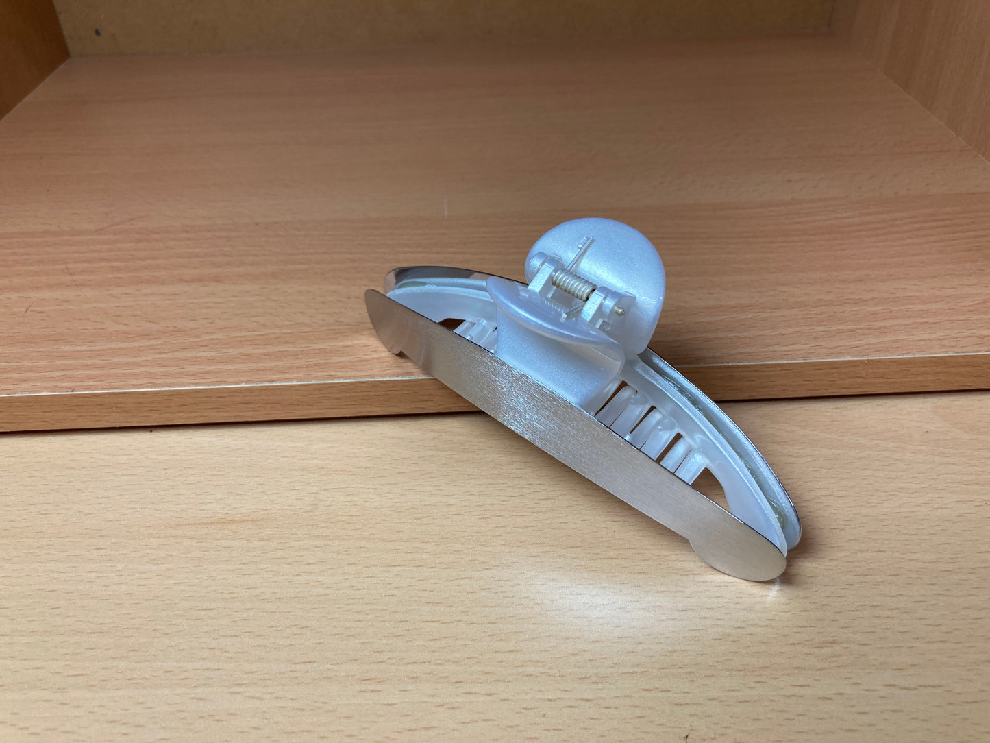 Brushed Silver Curved Edge Hair Claw