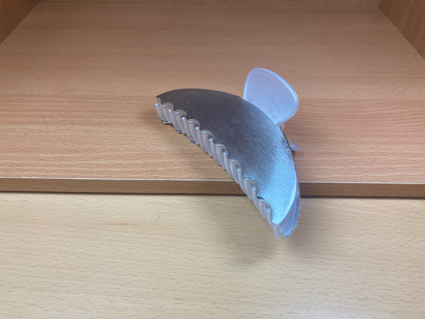 Tiny Treasures Seoul - Brushed Silver Half Moon Hair Claw Side View 9