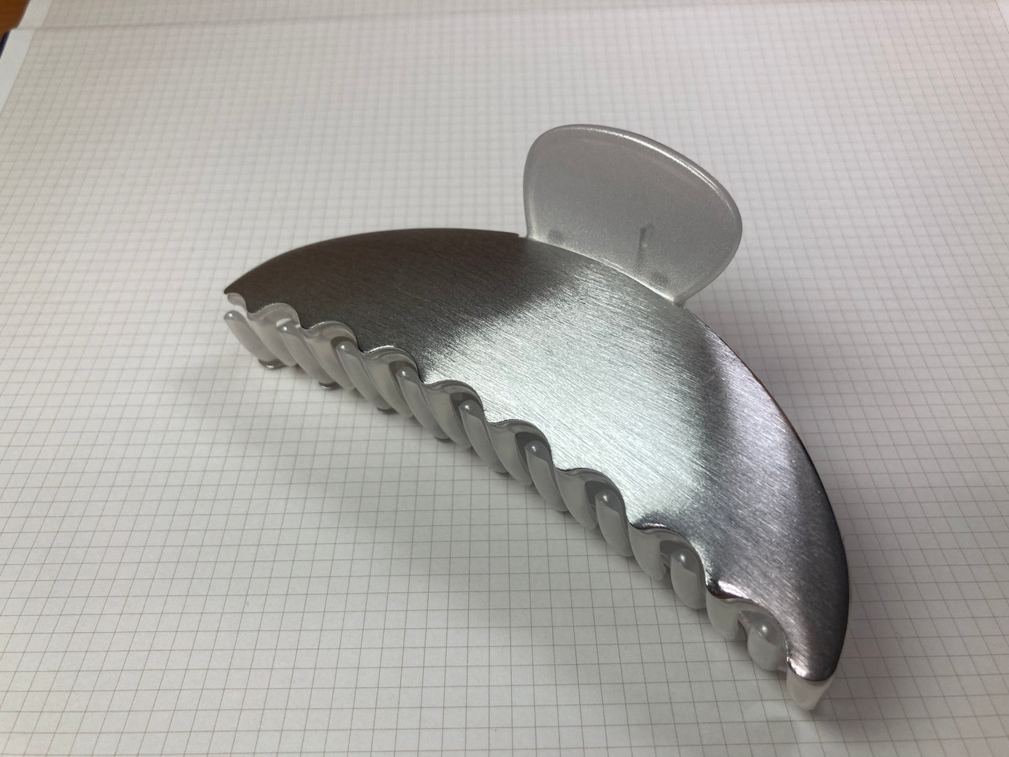 Tiny Treasures Seoul - Brushed Silver Half Moon Hair Claw Side View 10
