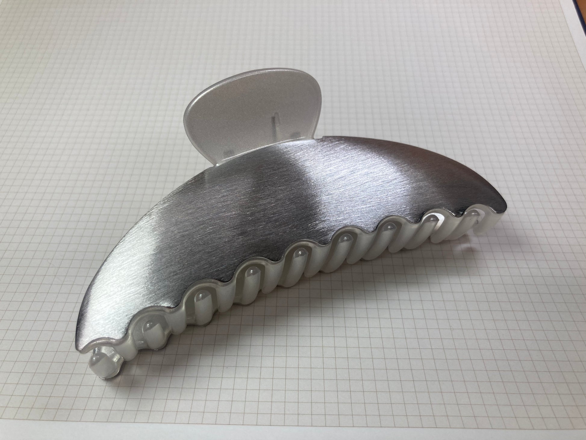 Tiny Treasures Seoul - Brushed Silver Half Moon Hair Claw Detail View 5