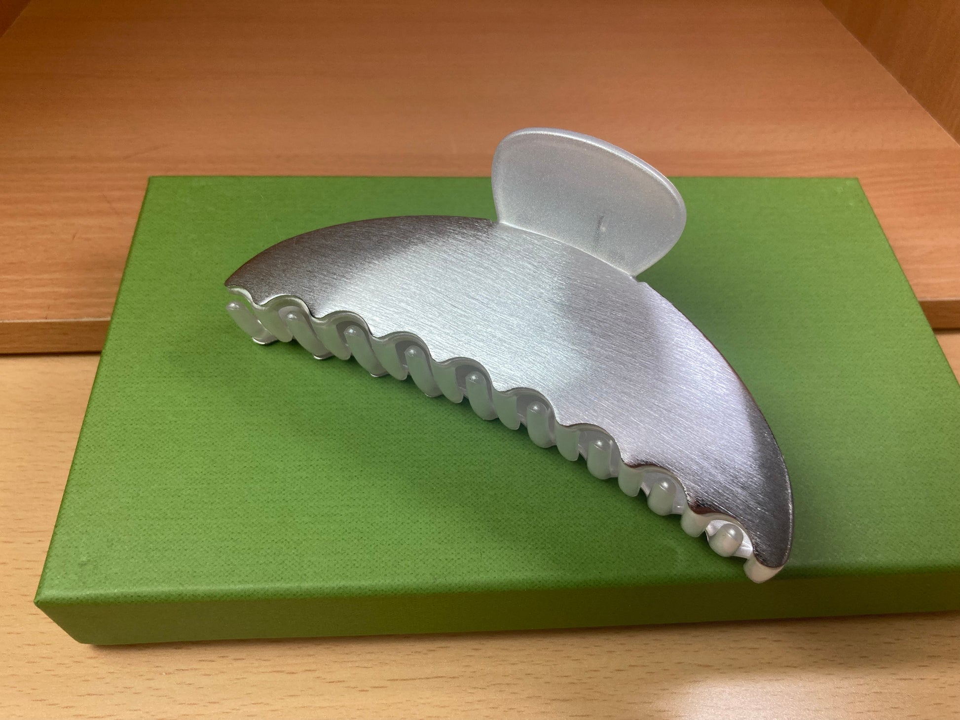 Tiny Treasures Seoul - Brushed Silver Half Moon Hair Claw Side View 10