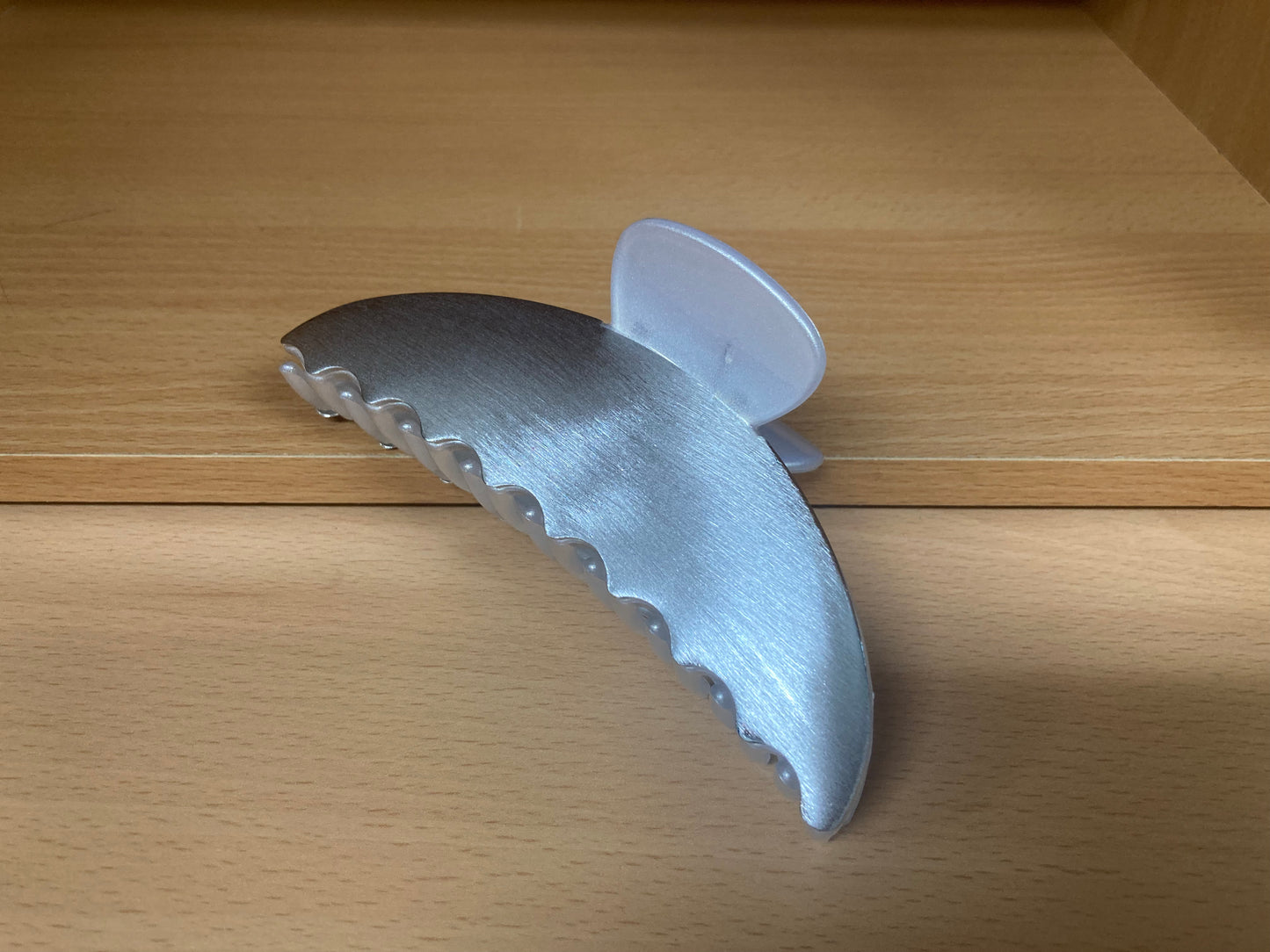 Tiny Treasures Seoul - Brushed Silver Half Moon Hair Claw Side View 2