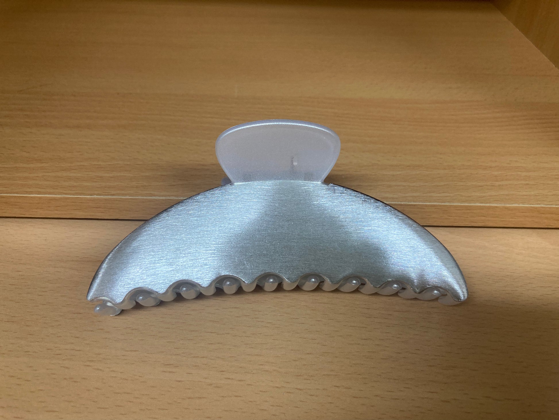 Tiny Treasures Seoul - Brushed Silver Half Moon Hair Claw Front View 3