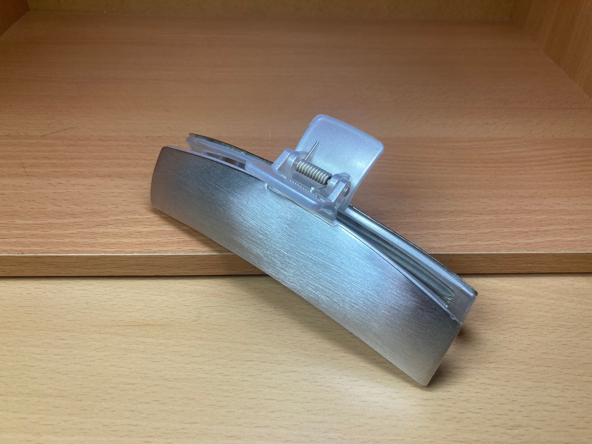 Tiny Treasures Seoul - Brushed Silver Long Bar Hair Claw Top View