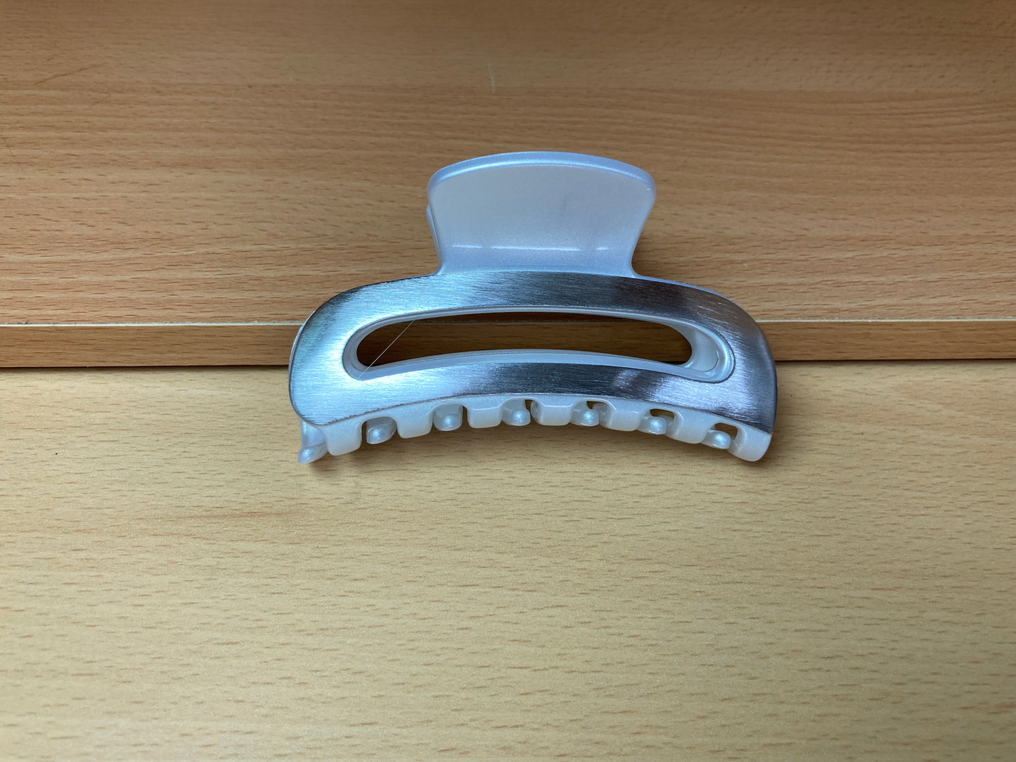 Tiny Treasures Seoul - Brushed Silver Open Arc Hair Claw Front View 2