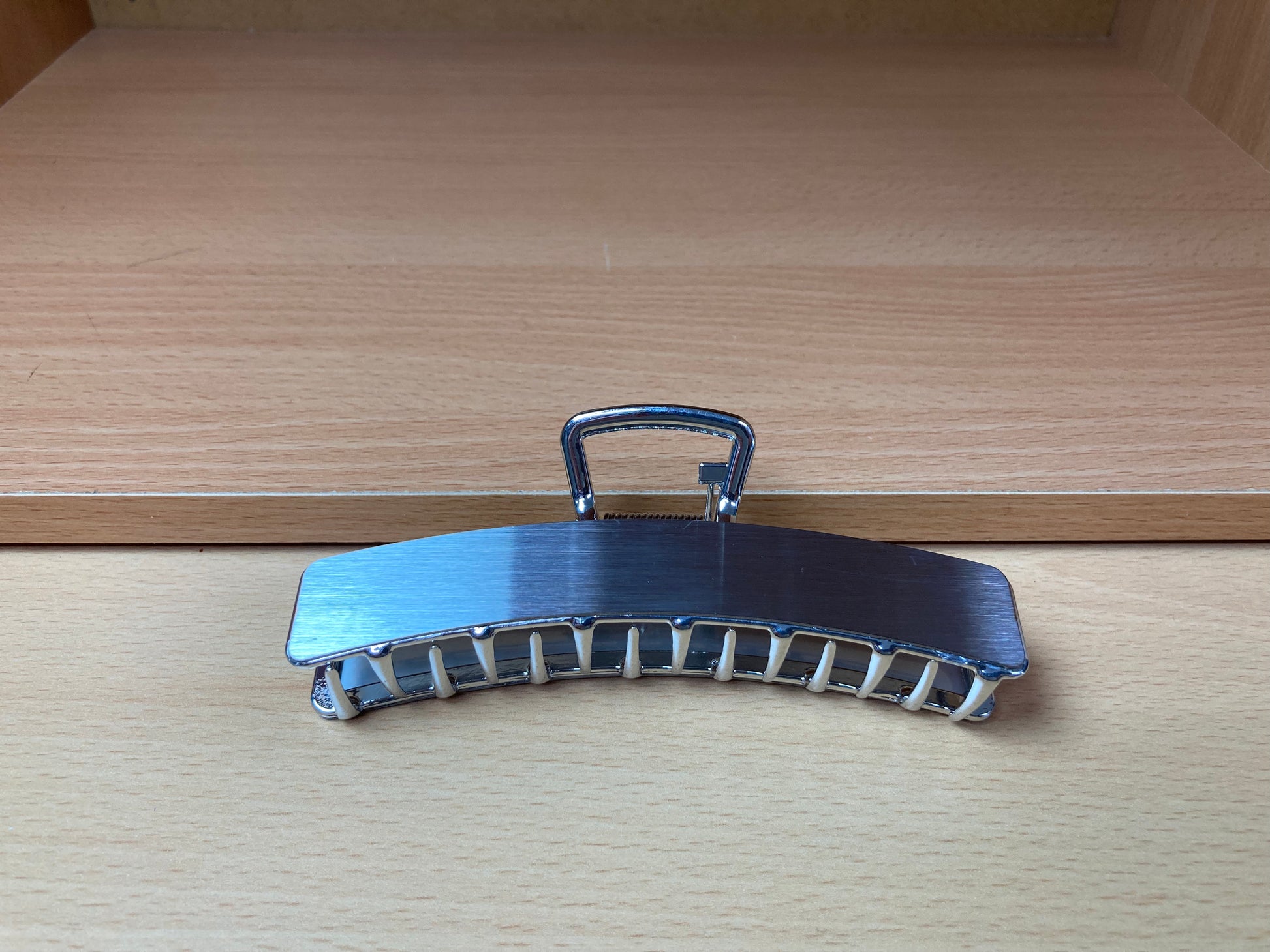 Tiny Treasures Seoul - Brushed Silver Slim Bar Hair Claw Front View