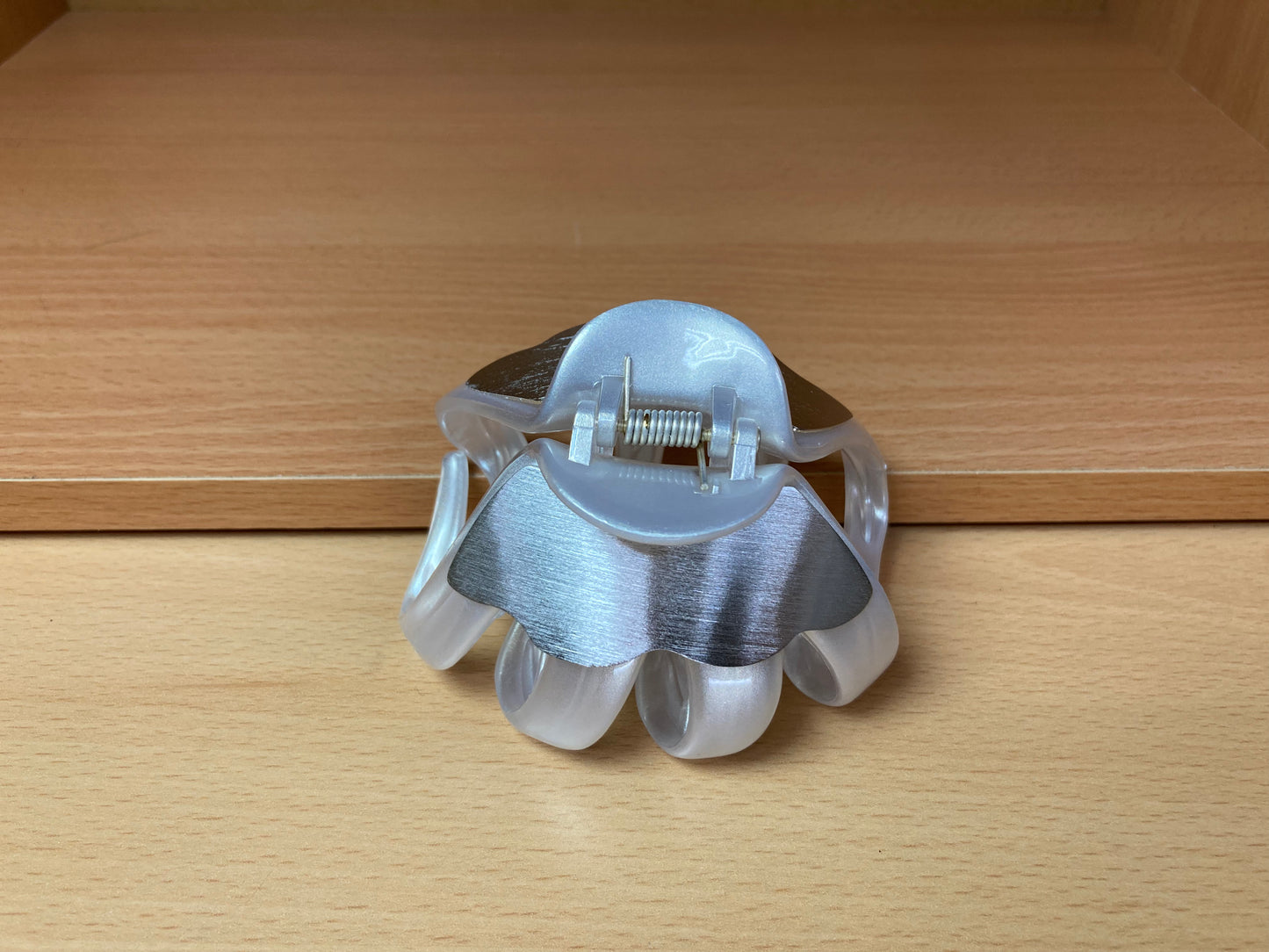 Tiny Treasures Seoul - Brushed Silver Wave Hair Claw Top View