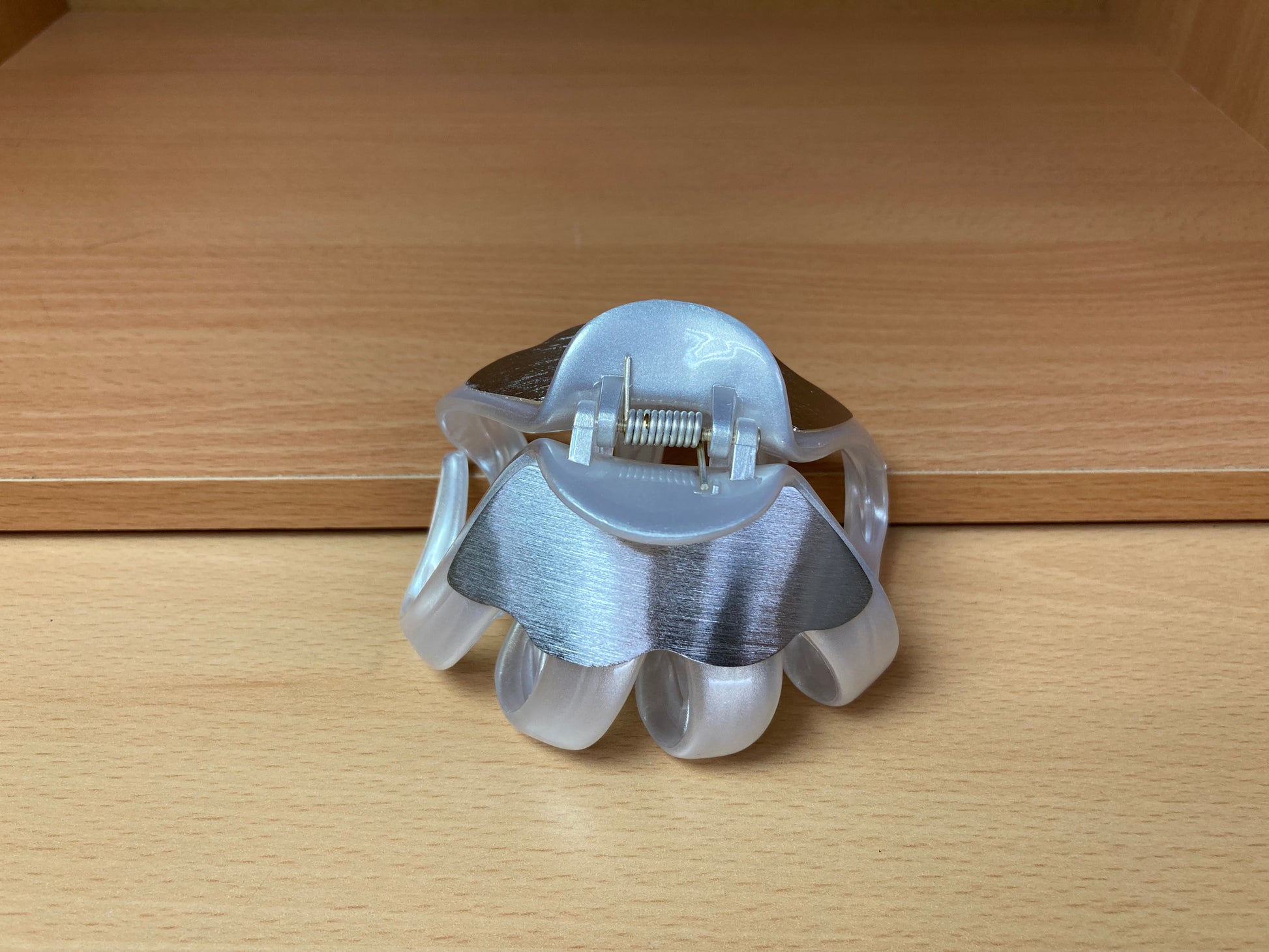 Tiny Treasures Seoul - Brushed Silver Wave Hair Claw Top View