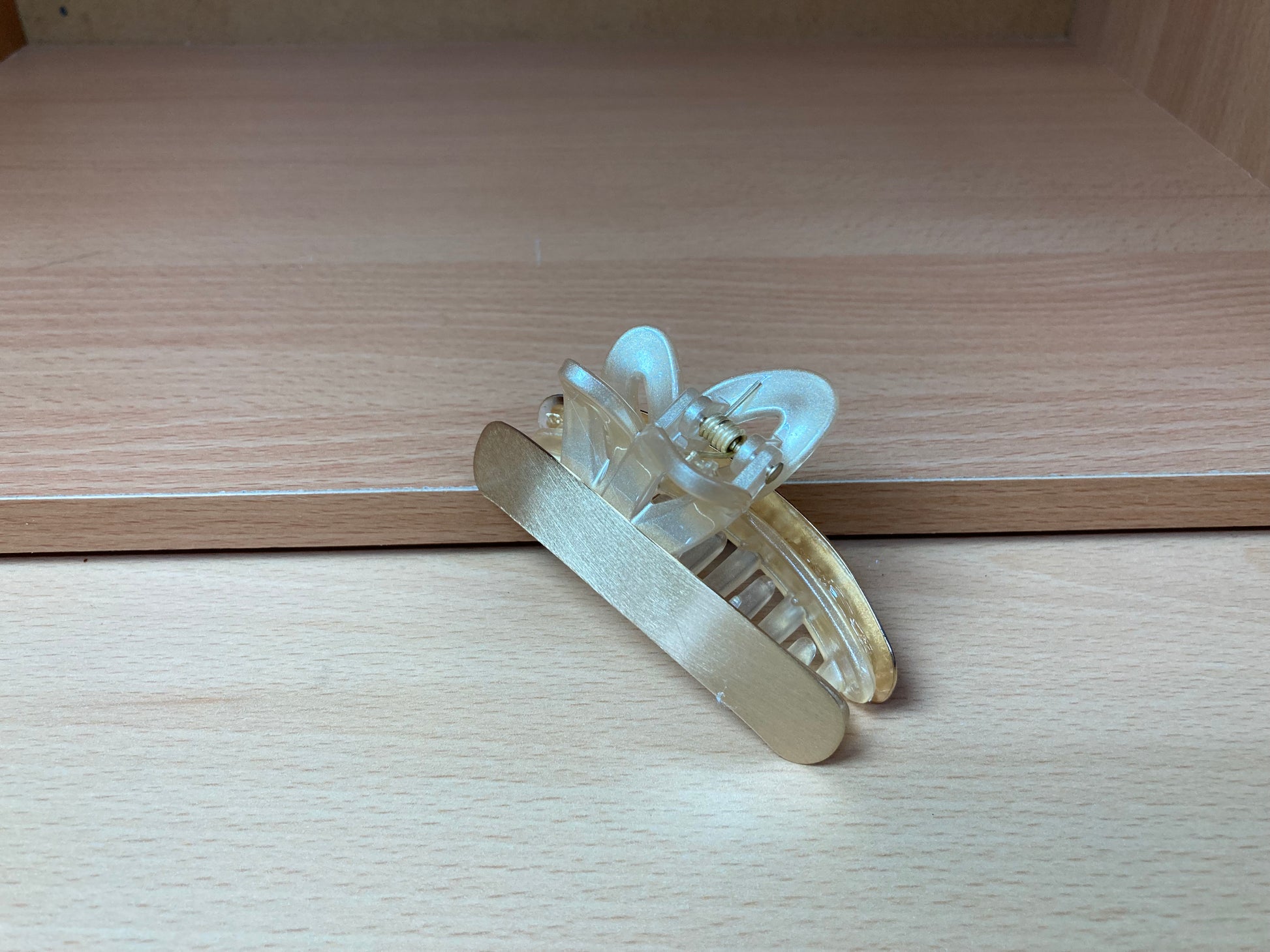 Tiny Treasures Seoul - Bunny Ear Hair Claw Clip (Gold) Top View