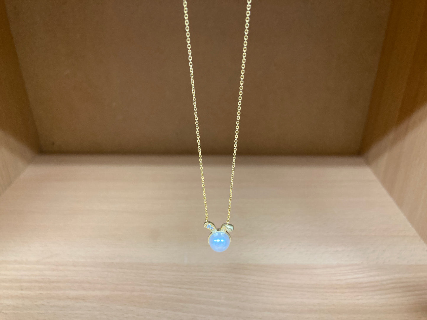 Tiny Treasures Seoul - Bunny Pearl & Crystal Necklace (Gold) 10