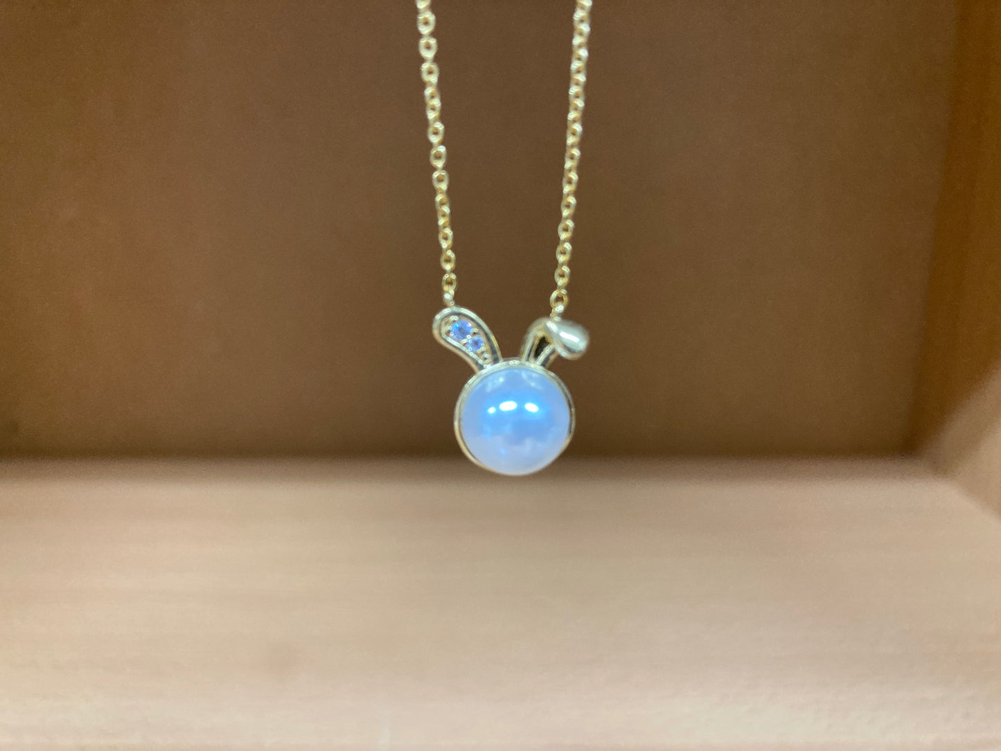 Tiny Treasures Seoul - Bunny Pearl & Crystal Necklace (Gold) 2