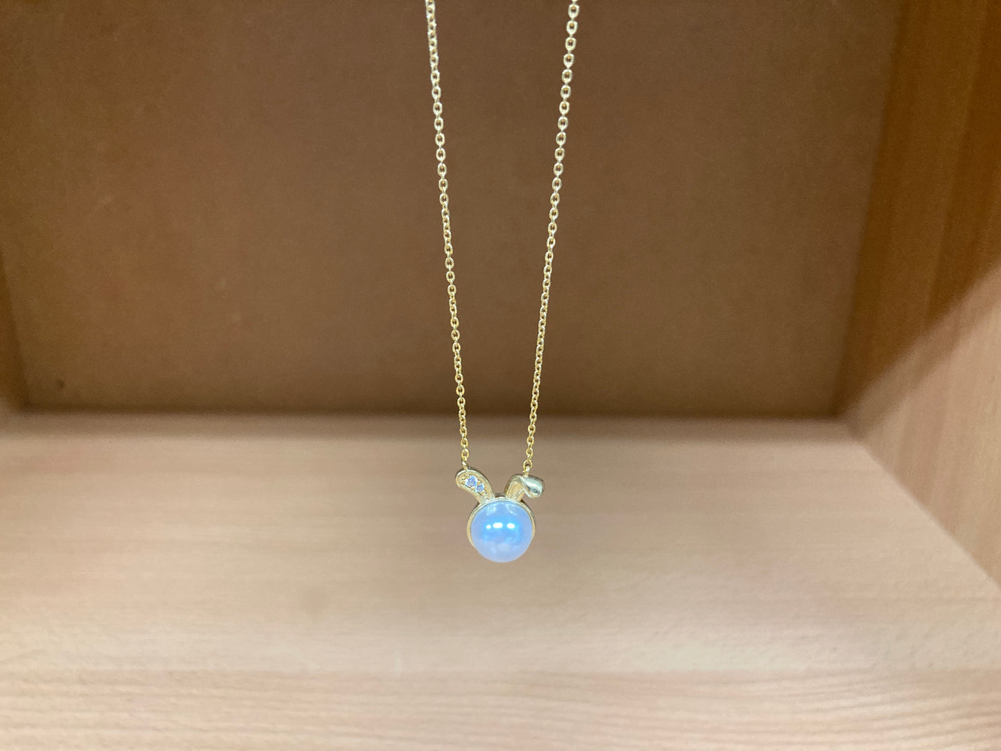 Tiny Treasures Seoul - Bunny Pearl & Crystal Necklace (Gold) 3