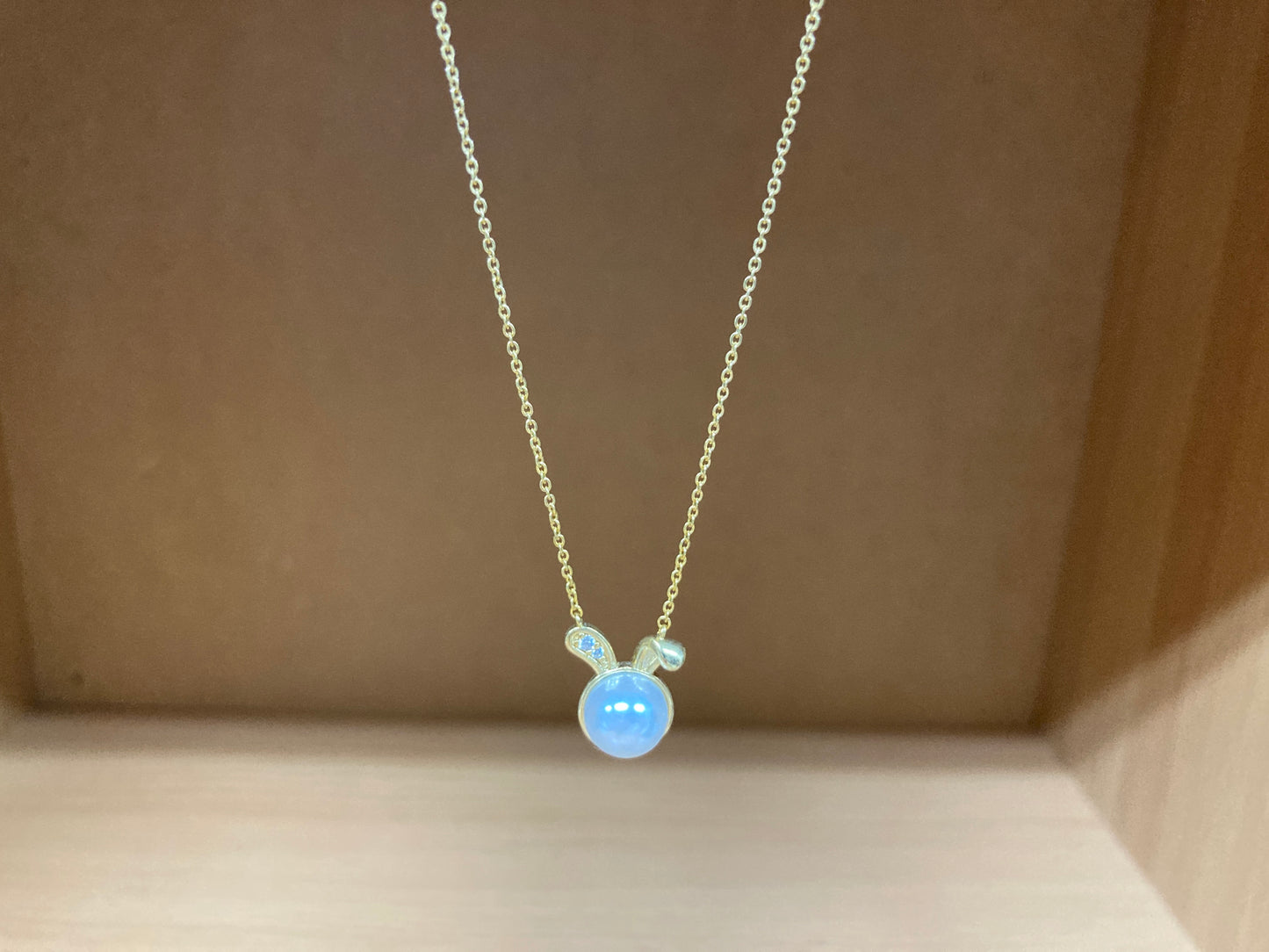 Tiny Treasures Seoul - Bunny Pearl & Crystal Necklace (Gold) 5