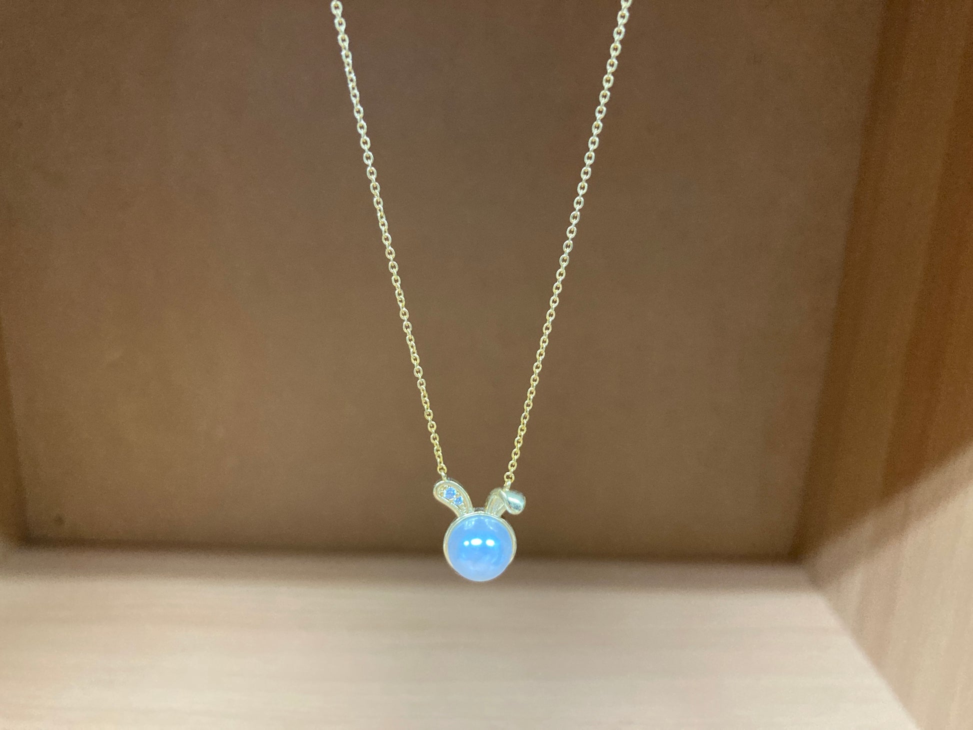 Tiny Treasures Seoul - Bunny Pearl & Crystal Necklace (Gold) 5
