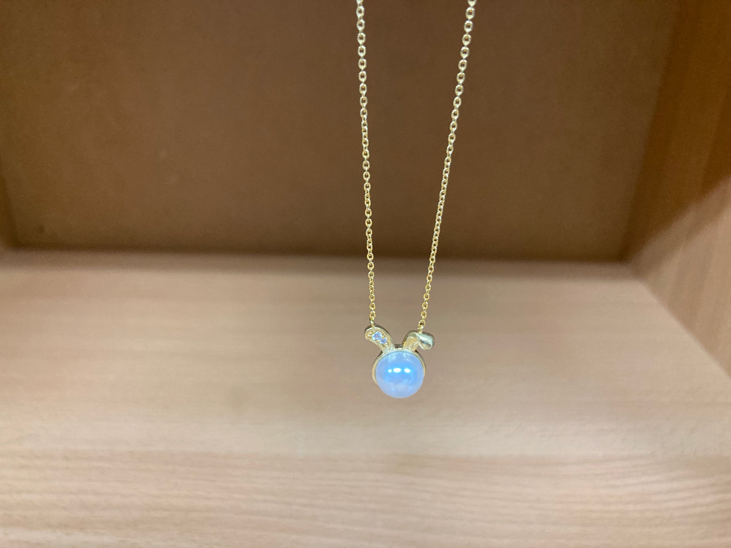Tiny Treasures Seoul - Bunny Pearl & Crystal Necklace (Gold) 6