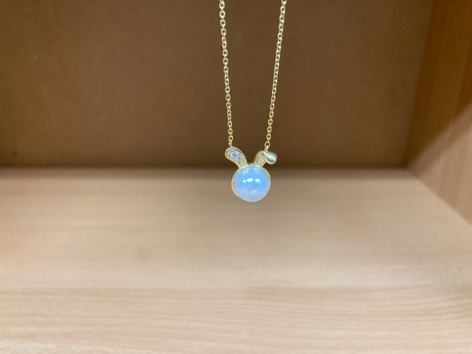 Tiny Treasures Seoul - Bunny Pearl & Crystal Necklace (Gold) 7