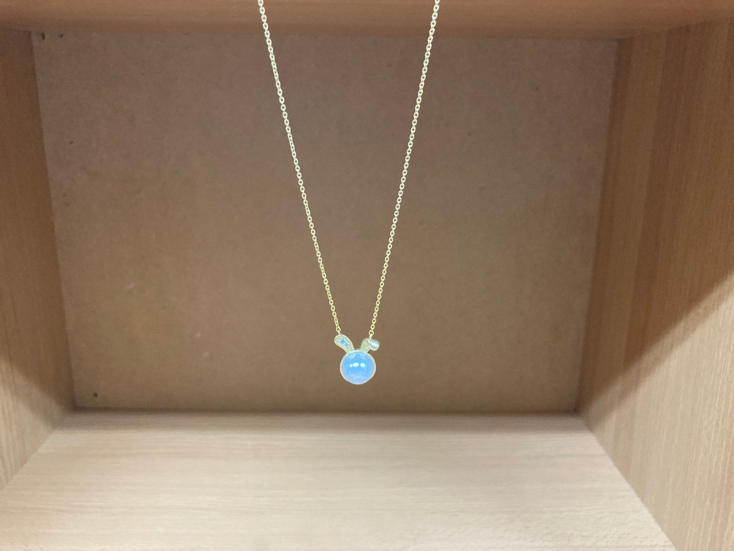 Tiny Treasures Seoul - Bunny Pearl & Crystal Necklace (Gold) 8