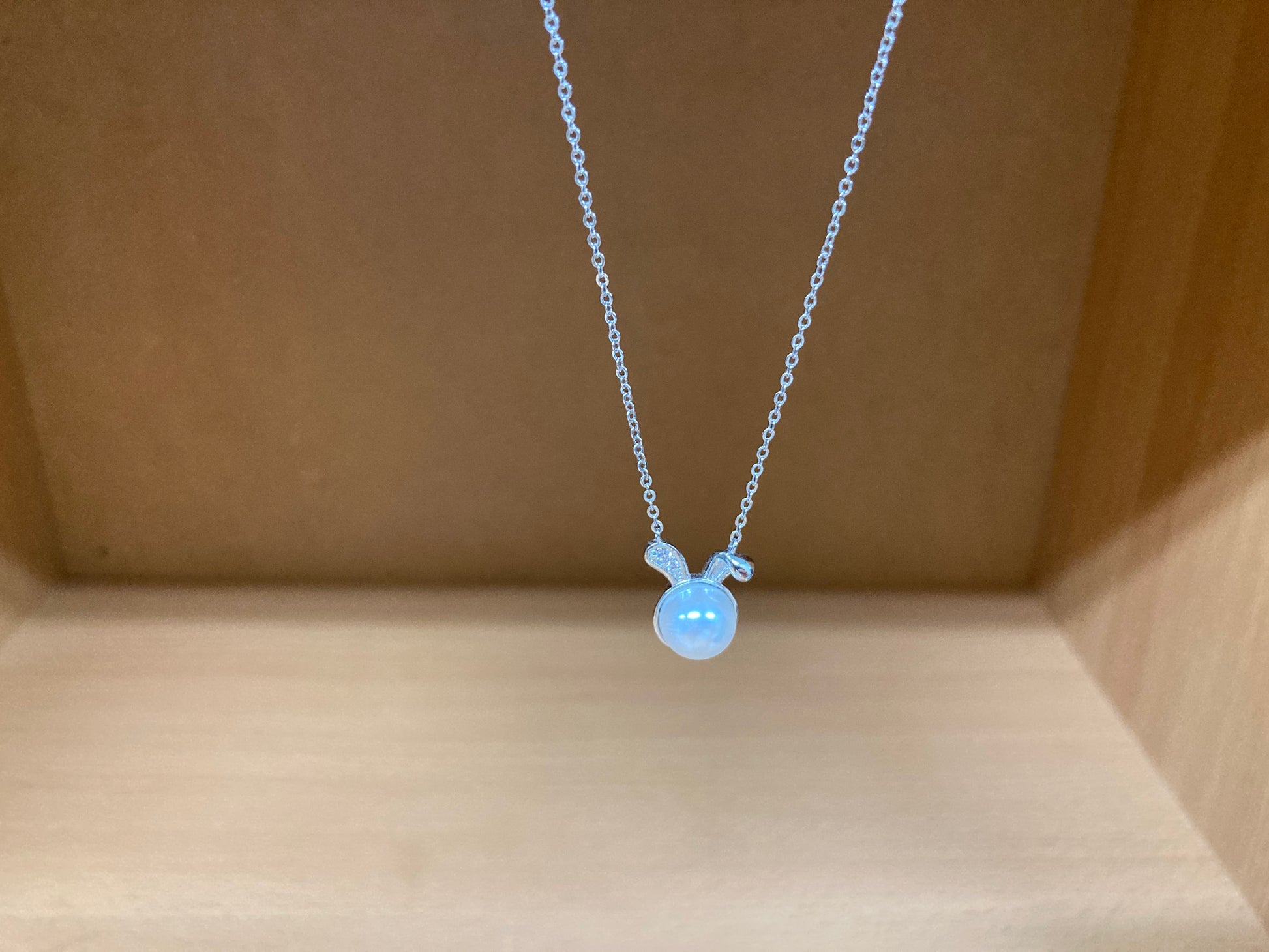 Tiny Treasures Seoul - Bunny Pearl & Crystal Necklace (Silver) 6