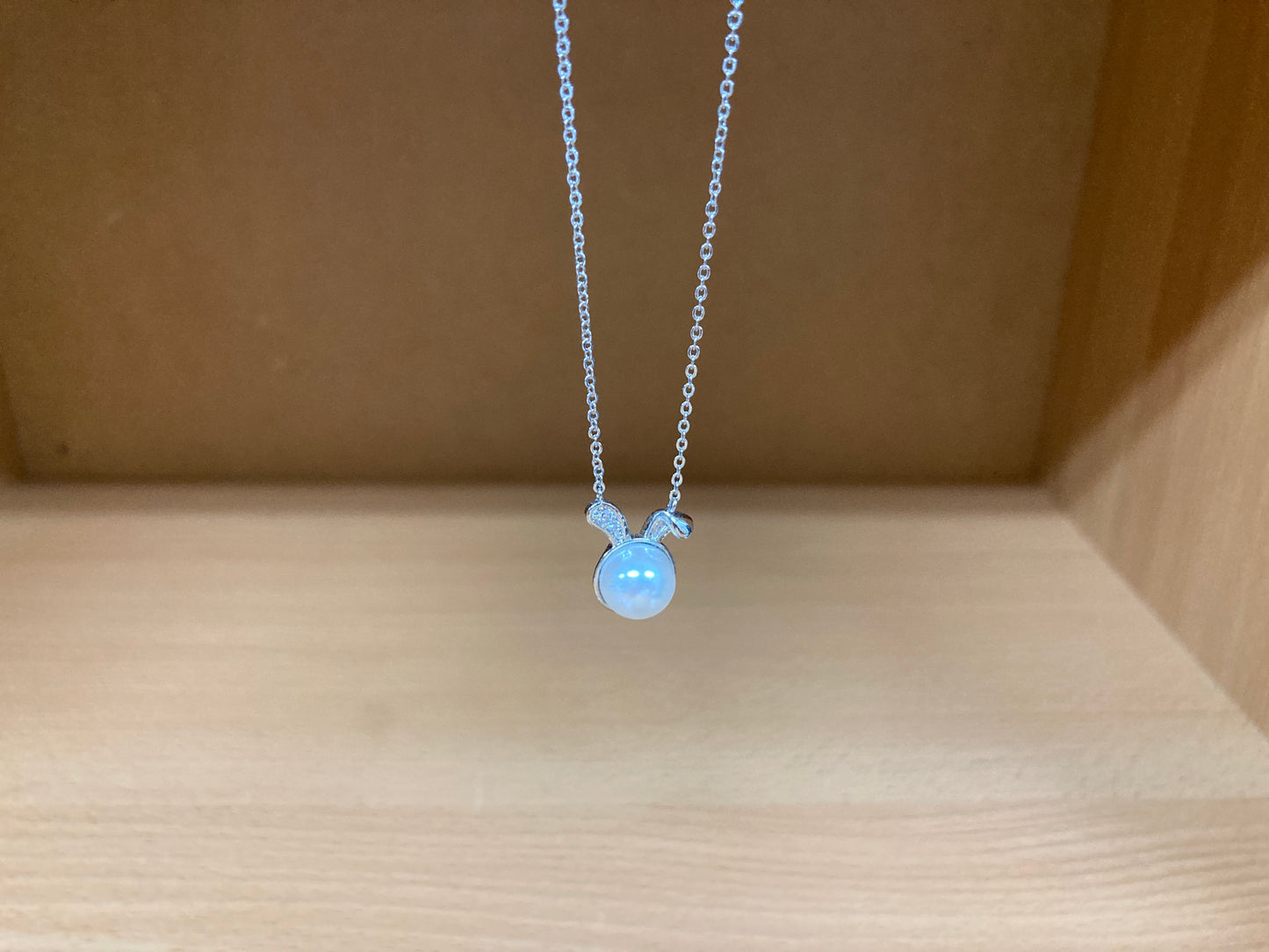 Tiny Treasures Seoul - Bunny Pearl & Crystal Necklace (Silver) 8