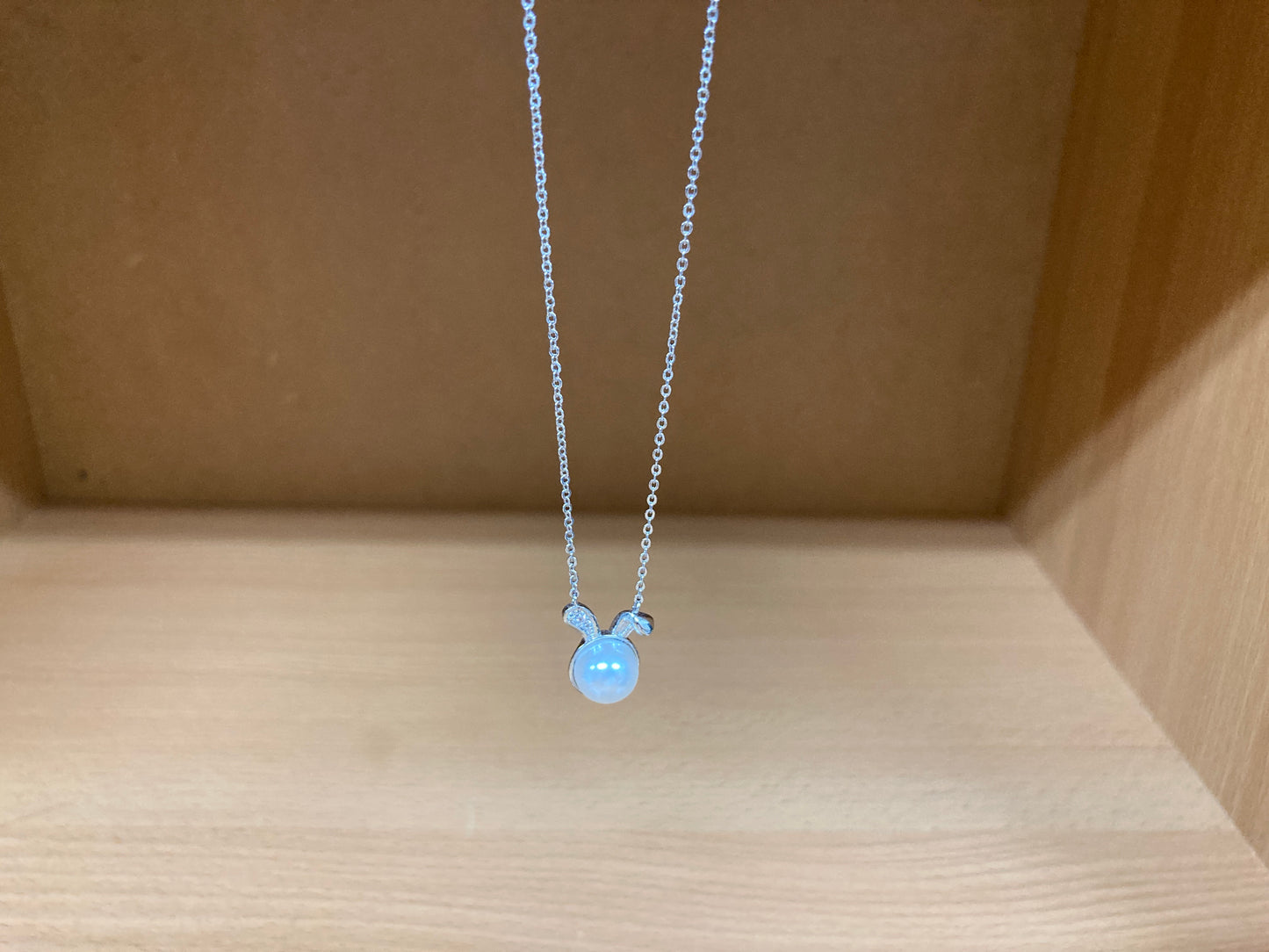 Tiny Treasures Seoul - Bunny Pearl & Crystal Necklace (Silver) 9