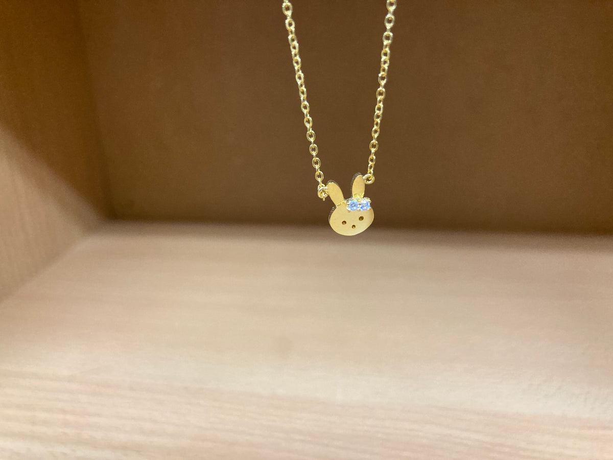 Tiny Treasures Seoul - Bunny Stone Ear Necklace (Gold) 