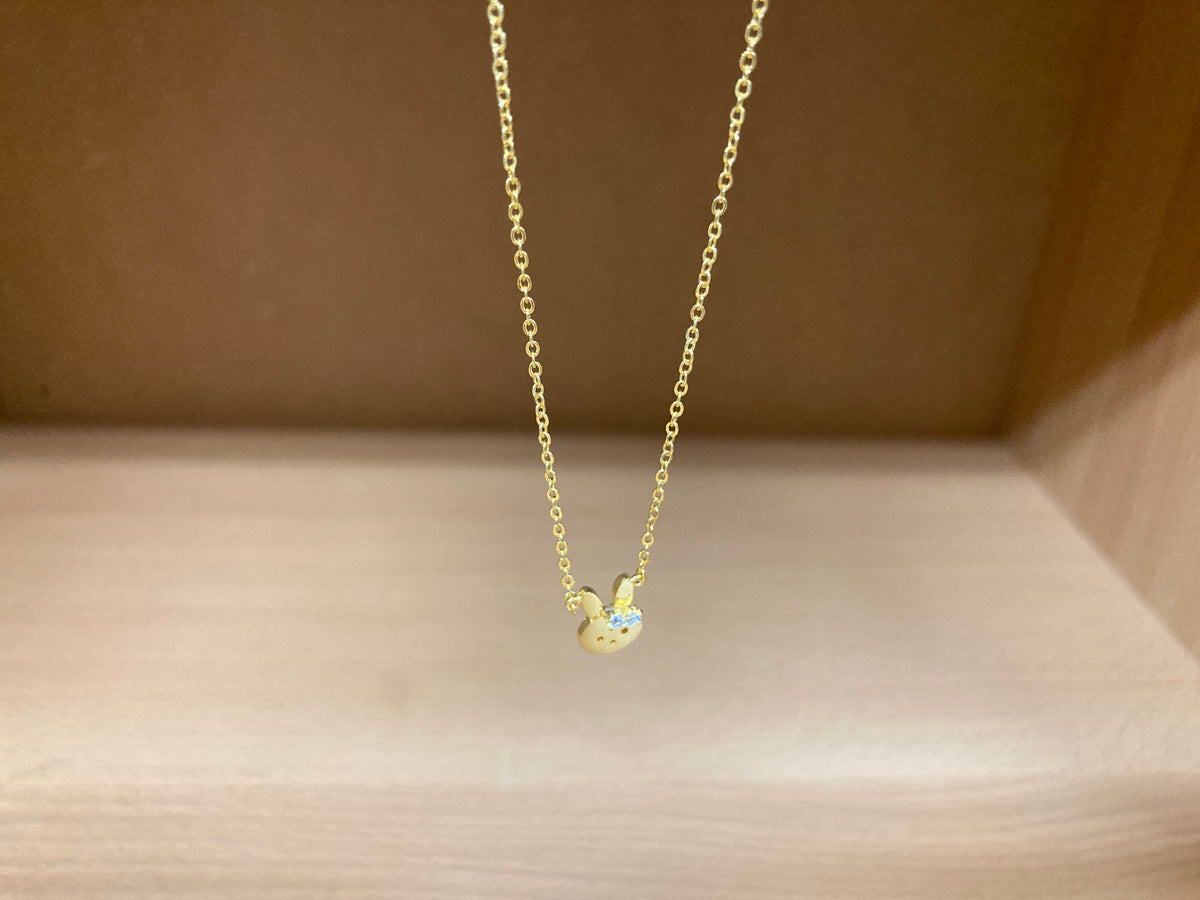 Tiny Treasures Seoul - Bunny Stone Ear Necklace (Gold) 10