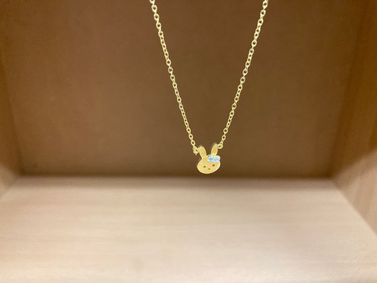 Tiny Treasures Seoul - Bunny Stone Ear Necklace (Gold) 2