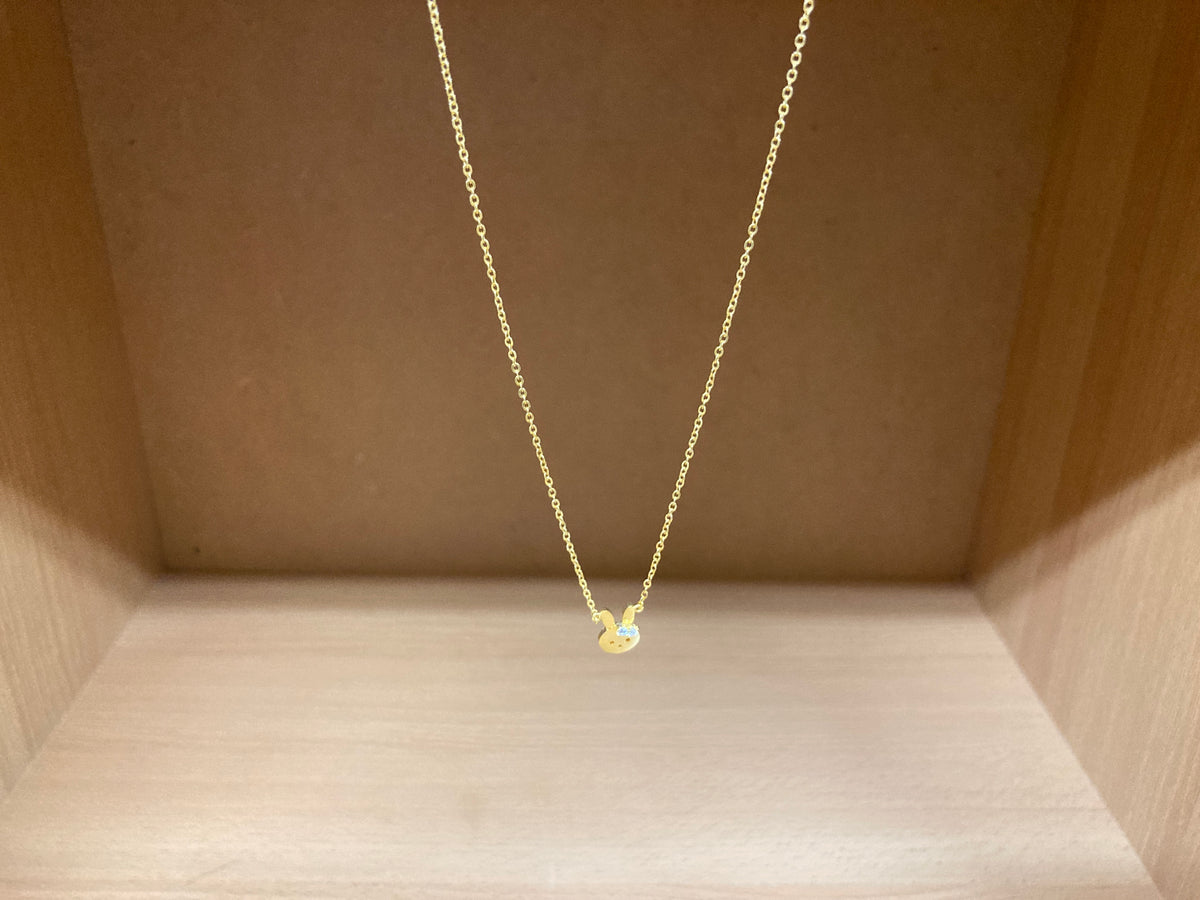 Tiny Treasures Seoul - Bunny Stone Ear Necklace (Gold) 3