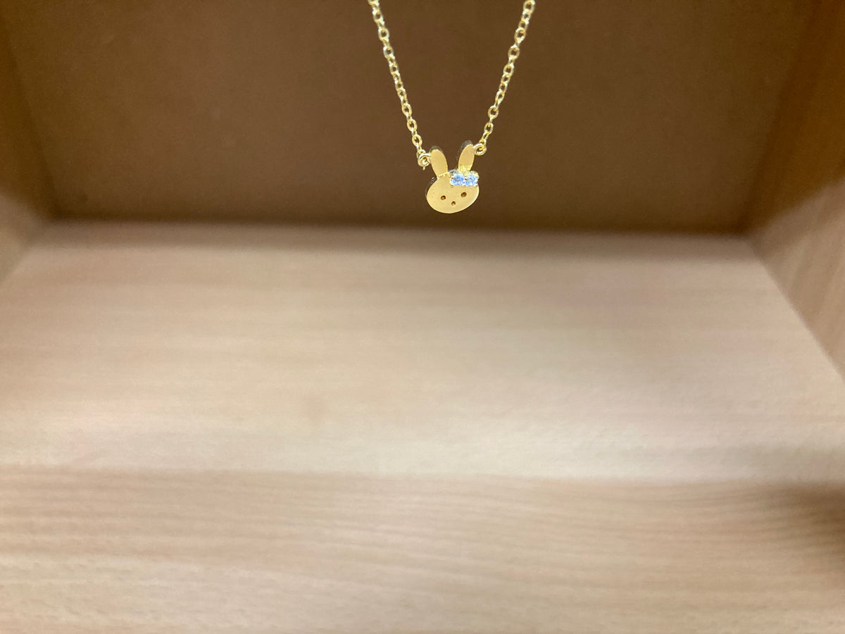 Tiny Treasures Seoul - Bunny Stone Ear Necklace (Gold) 4