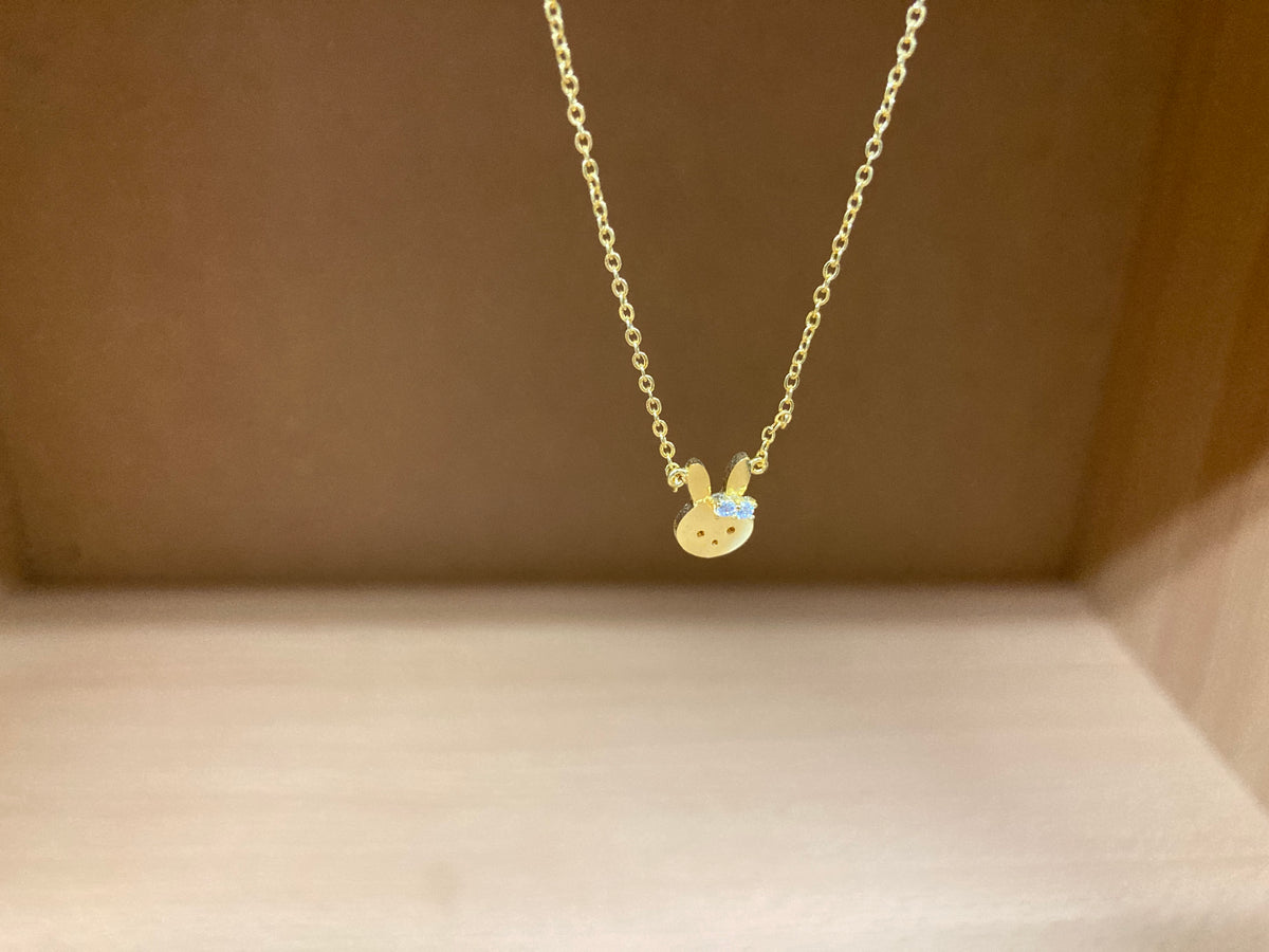 Tiny Treasures Seoul - Bunny Stone Ear Necklace (Gold) 5