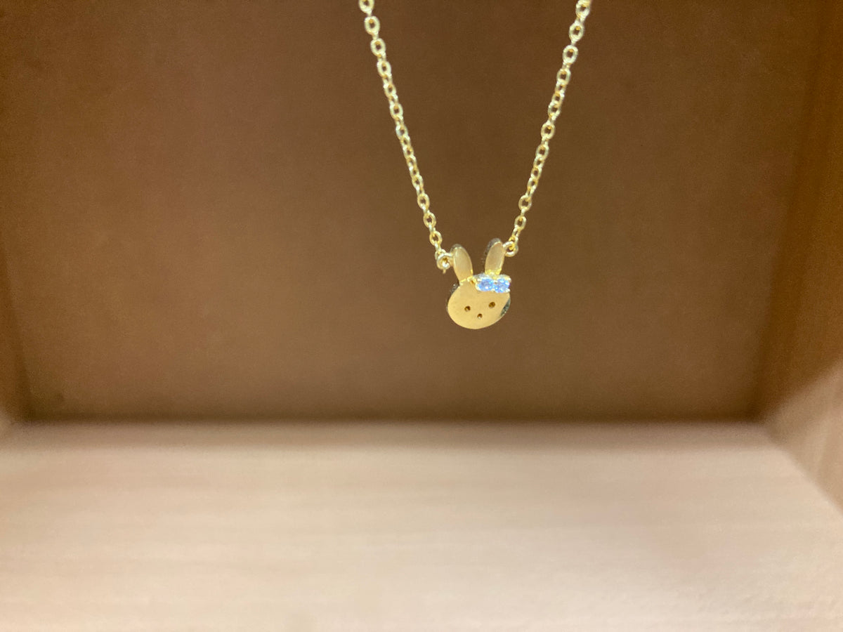 Tiny Treasures Seoul - Bunny Stone Ear Necklace (Gold) 6