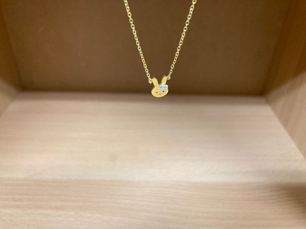 Tiny Treasures Seoul - Bunny Stone Ear Necklace (Gold) 7