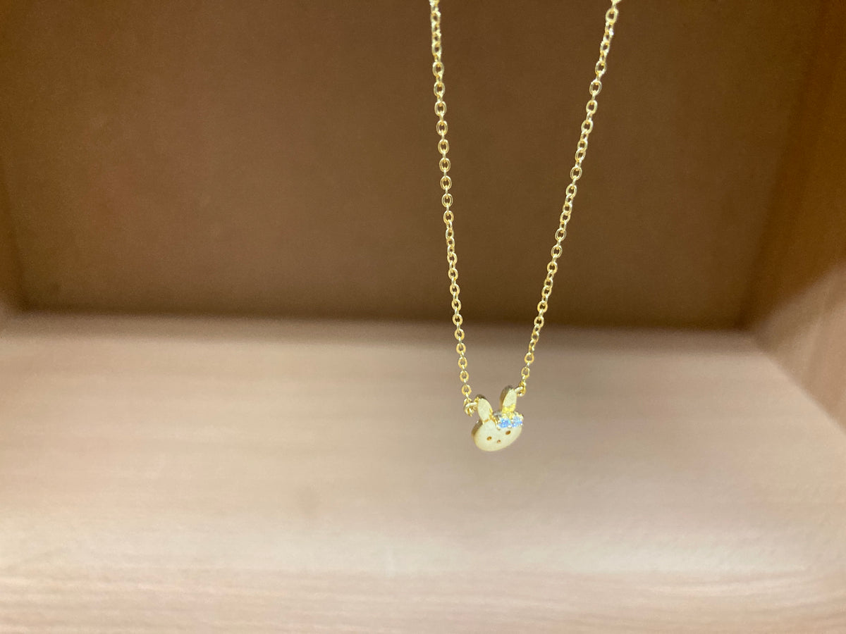Tiny Treasures Seoul - Bunny Stone Ear Necklace (Gold) 8