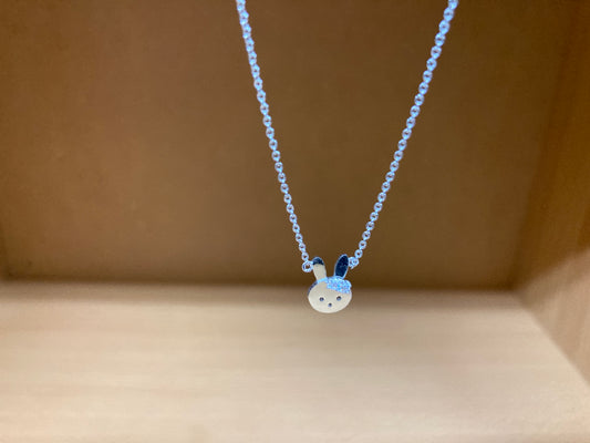 Tiny Treasures Seoul - Bunny Stone Ear Necklace (Silver) 