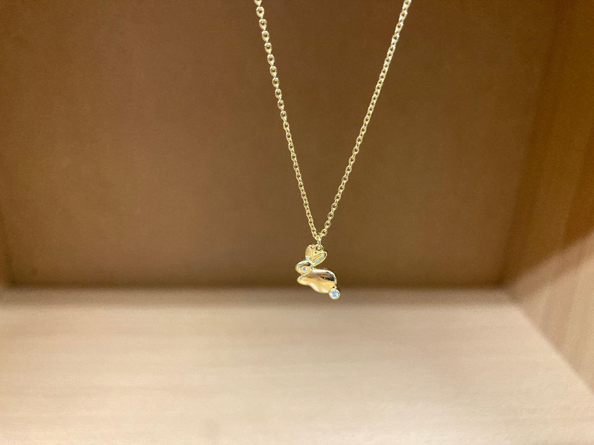 Tiny Treasures Seoul - Bunny Stone Eye & Tail Necklace (Gold) 
