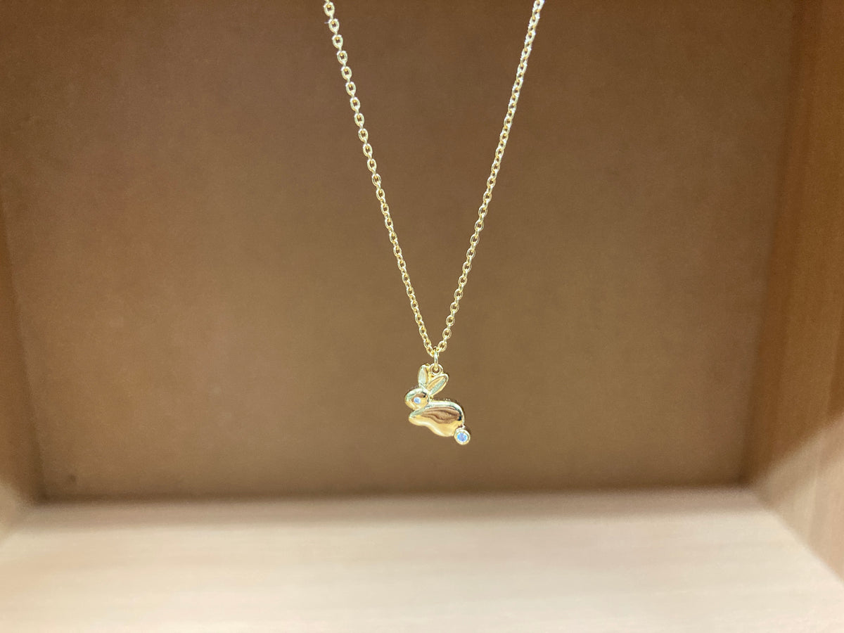 Tiny Treasures Seoul - Bunny Stone Eye & Tail Necklace (Gold) 2
