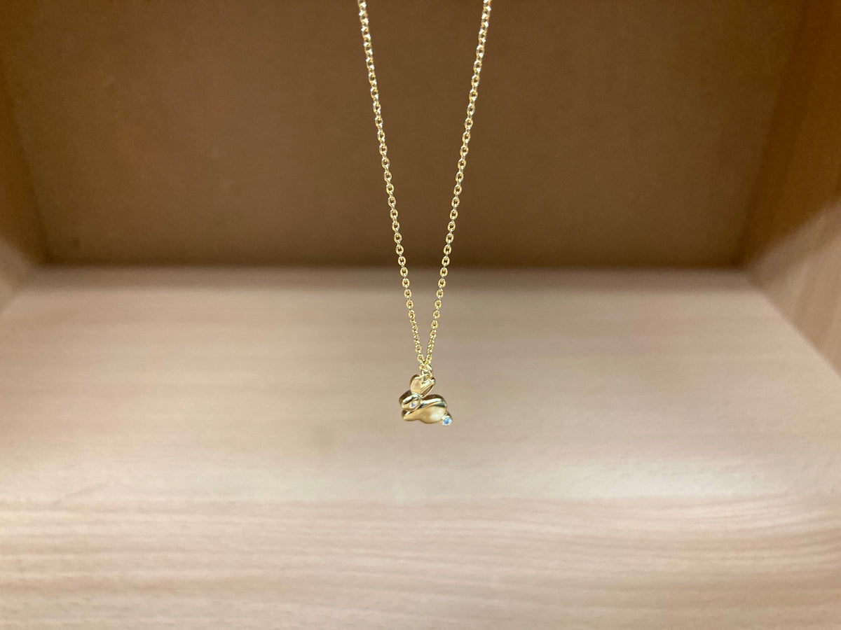 Tiny Treasures Seoul - Bunny Stone Eye & Tail Necklace (Gold) 4