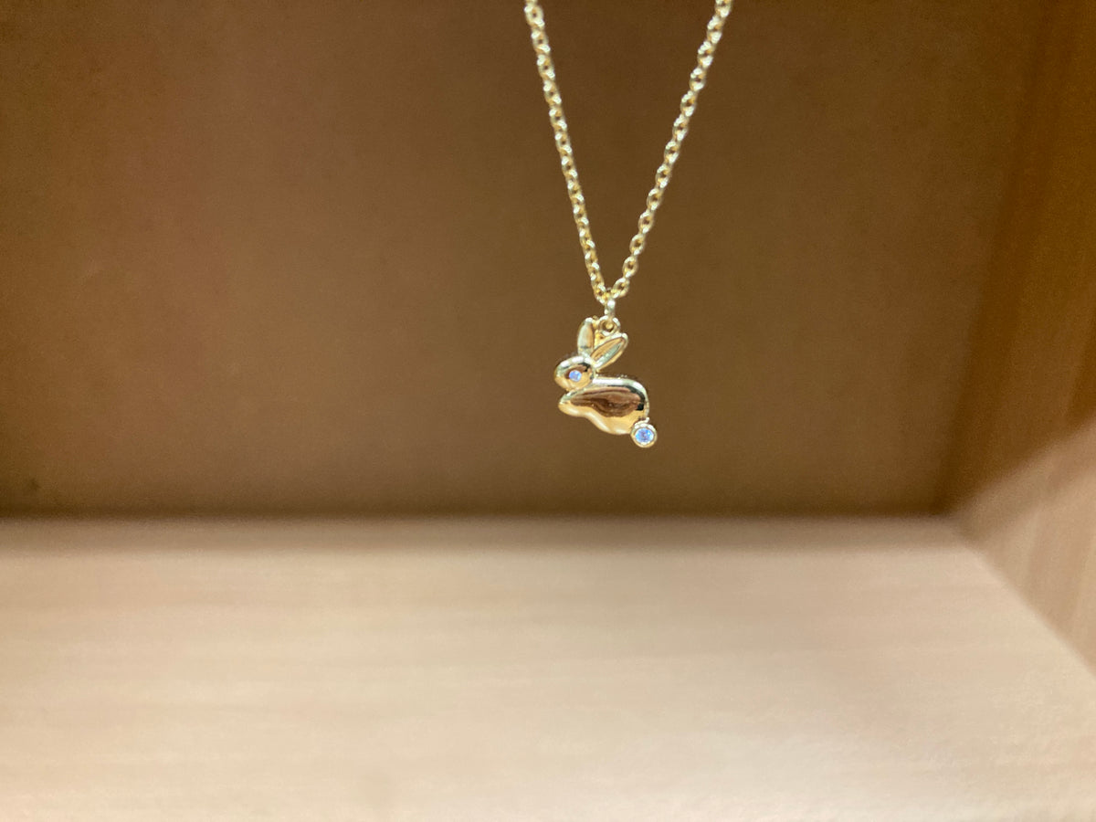 Tiny Treasures Seoul - Bunny Stone Eye & Tail Necklace (Gold) 5