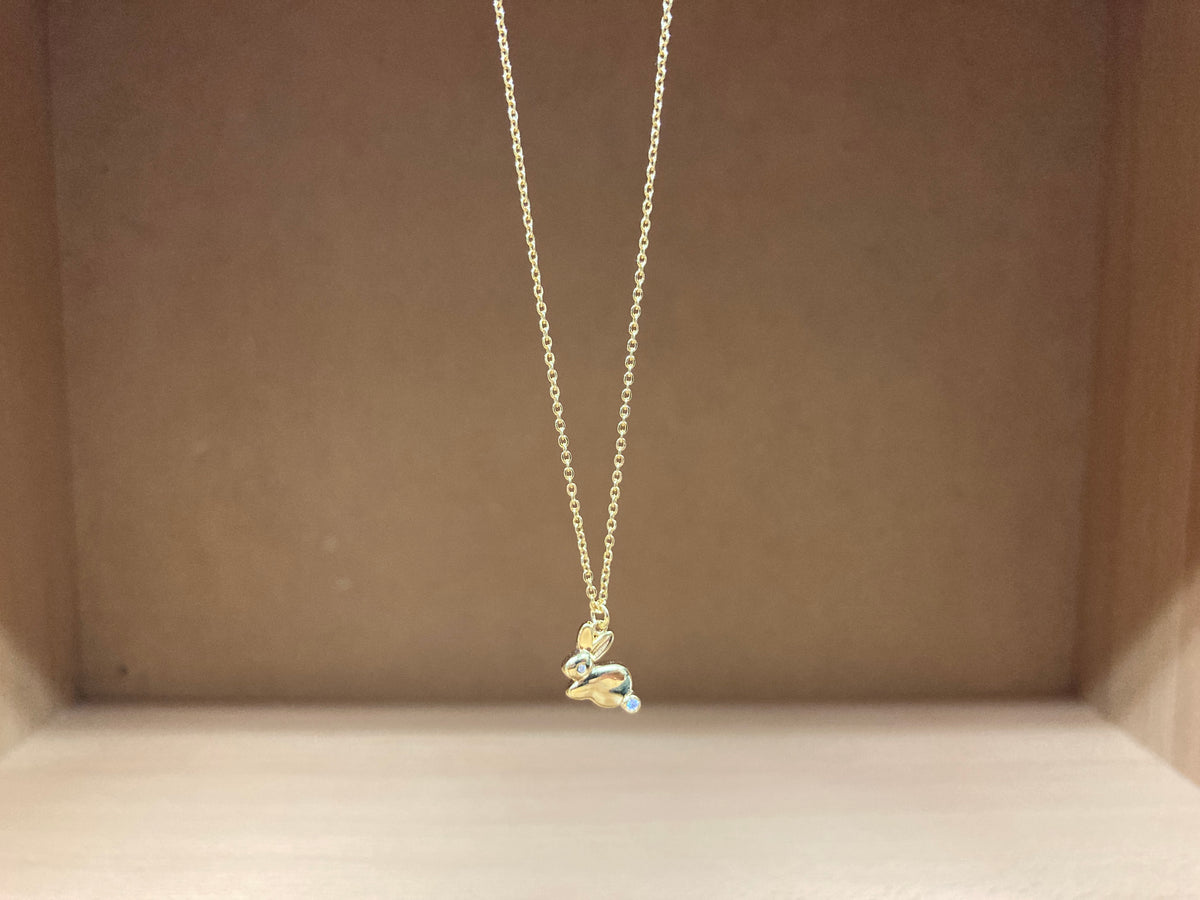 Tiny Treasures Seoul - Bunny Stone Eye & Tail Necklace (Gold) 6