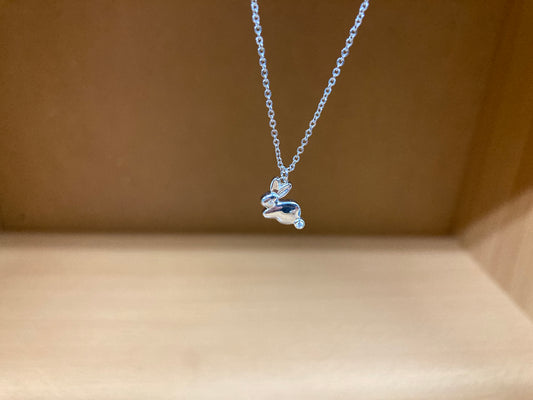 Tiny Treasures Seoul - Bunny Stone Eye & Tail Necklace (Silver) 