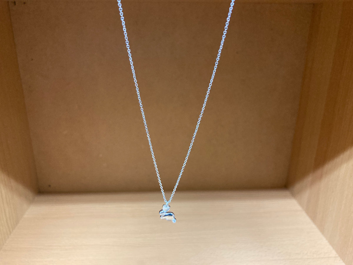 Tiny Treasures Seoul - Bunny Stone Eye & Tail Necklace (Silver) 3