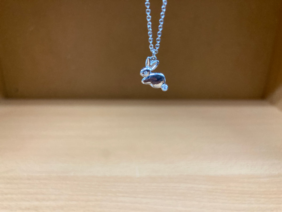 Tiny Treasures Seoul - Bunny Stone Eye & Tail Necklace (Silver) 4