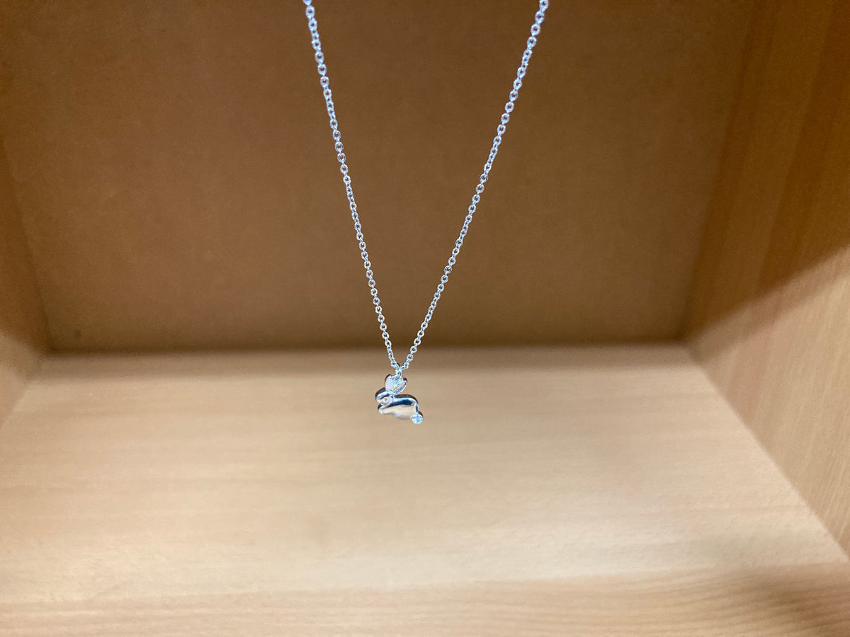 Tiny Treasures Seoul - Bunny Stone Eye & Tail Necklace (Silver) 7