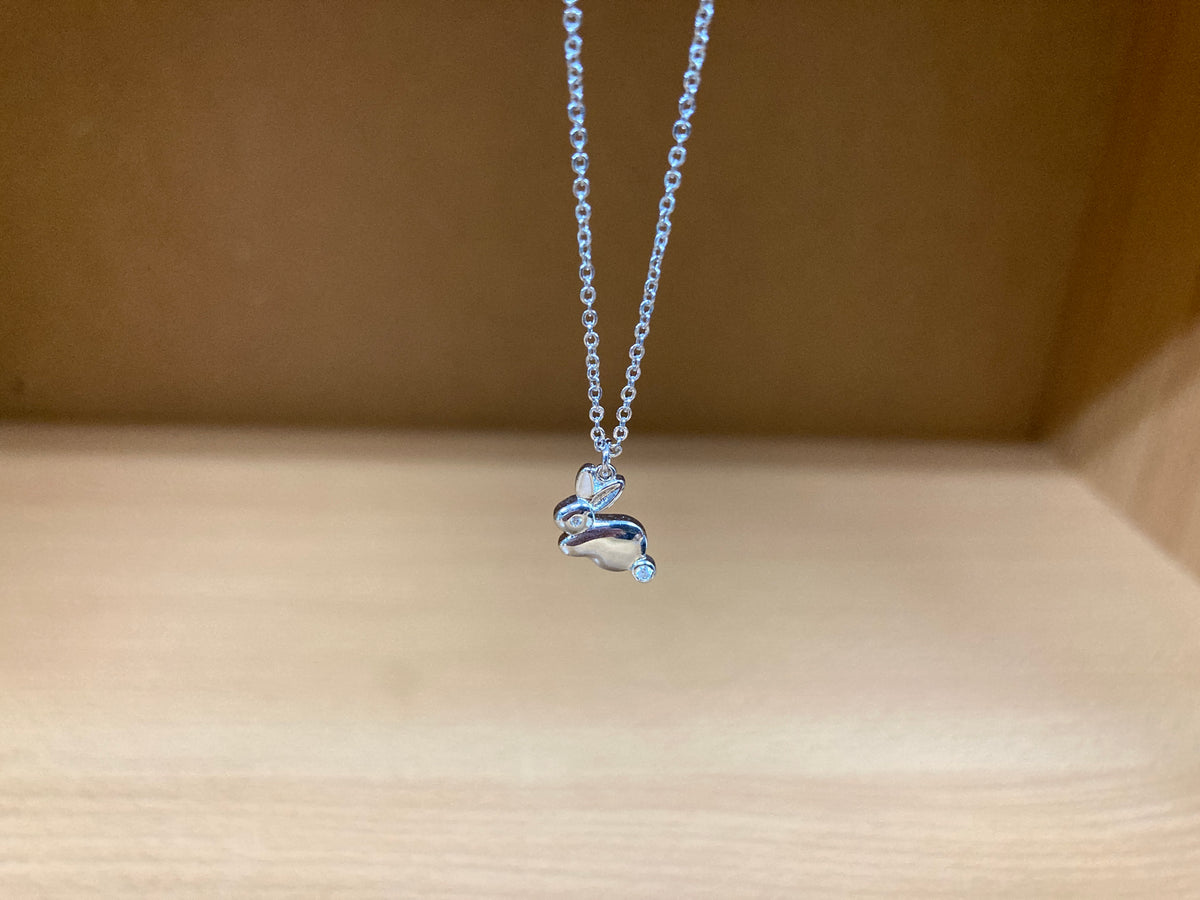 Tiny Treasures Seoul - Bunny Stone Eye & Tail Necklace (Silver) 8