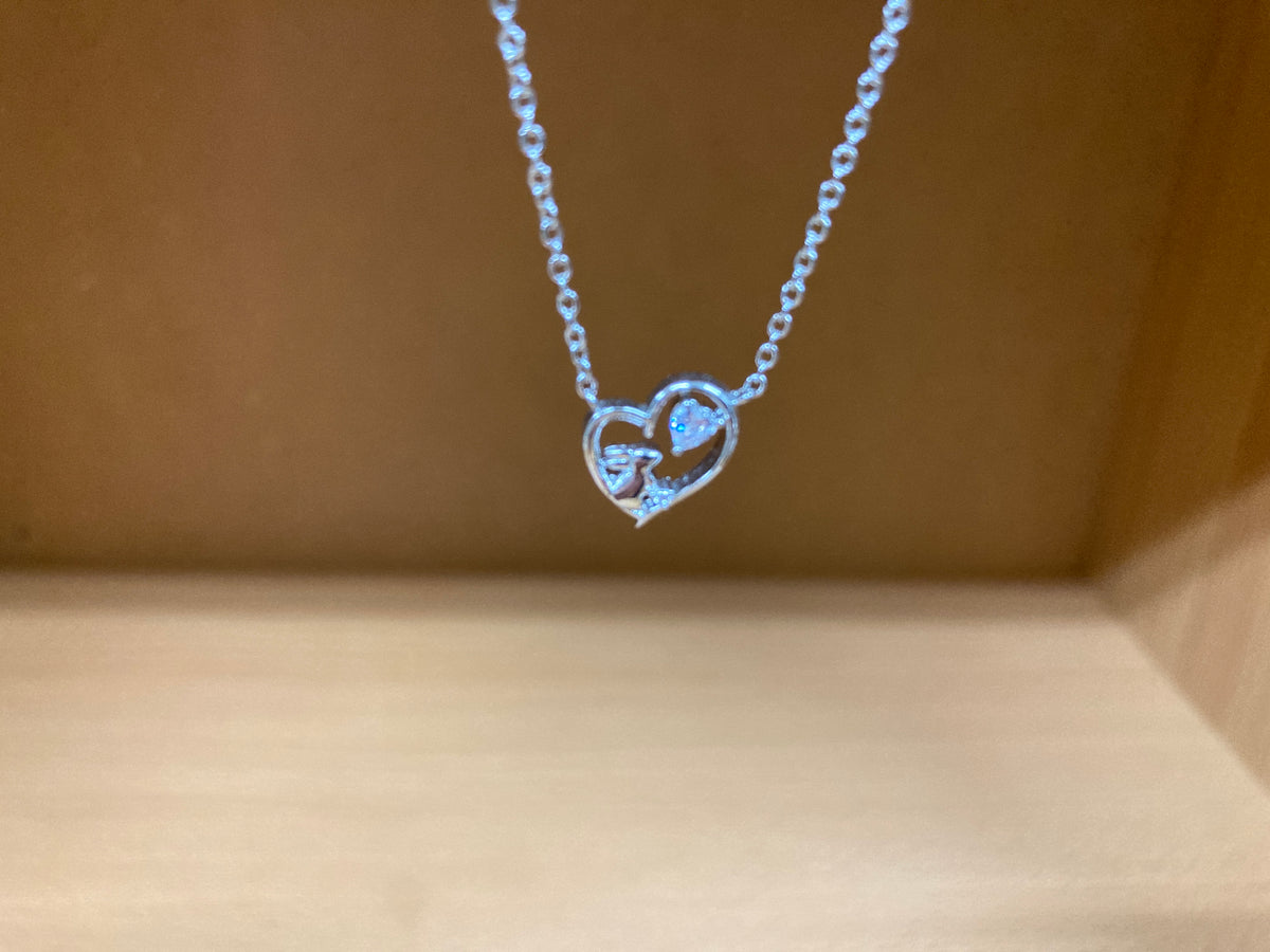 Tiny Treasures Seoul - Bunny in Heart Necklace (Silver) 