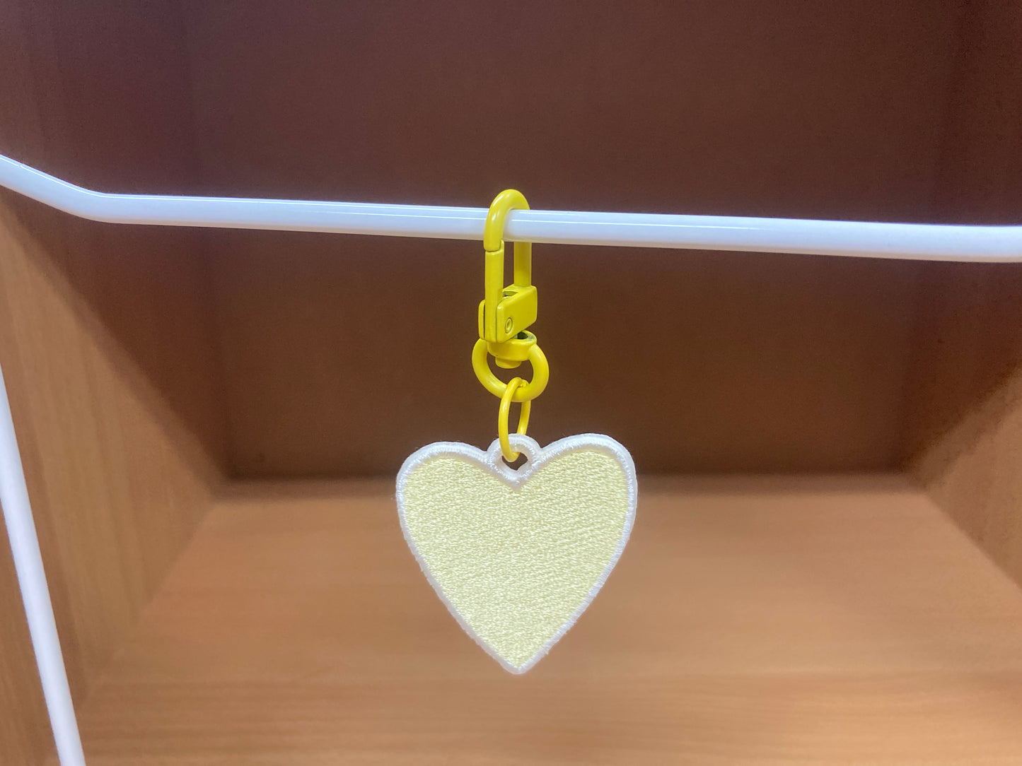 Tiny Treasures Seoul - Butter Yellow Embroidered Heart Bag Charm 4