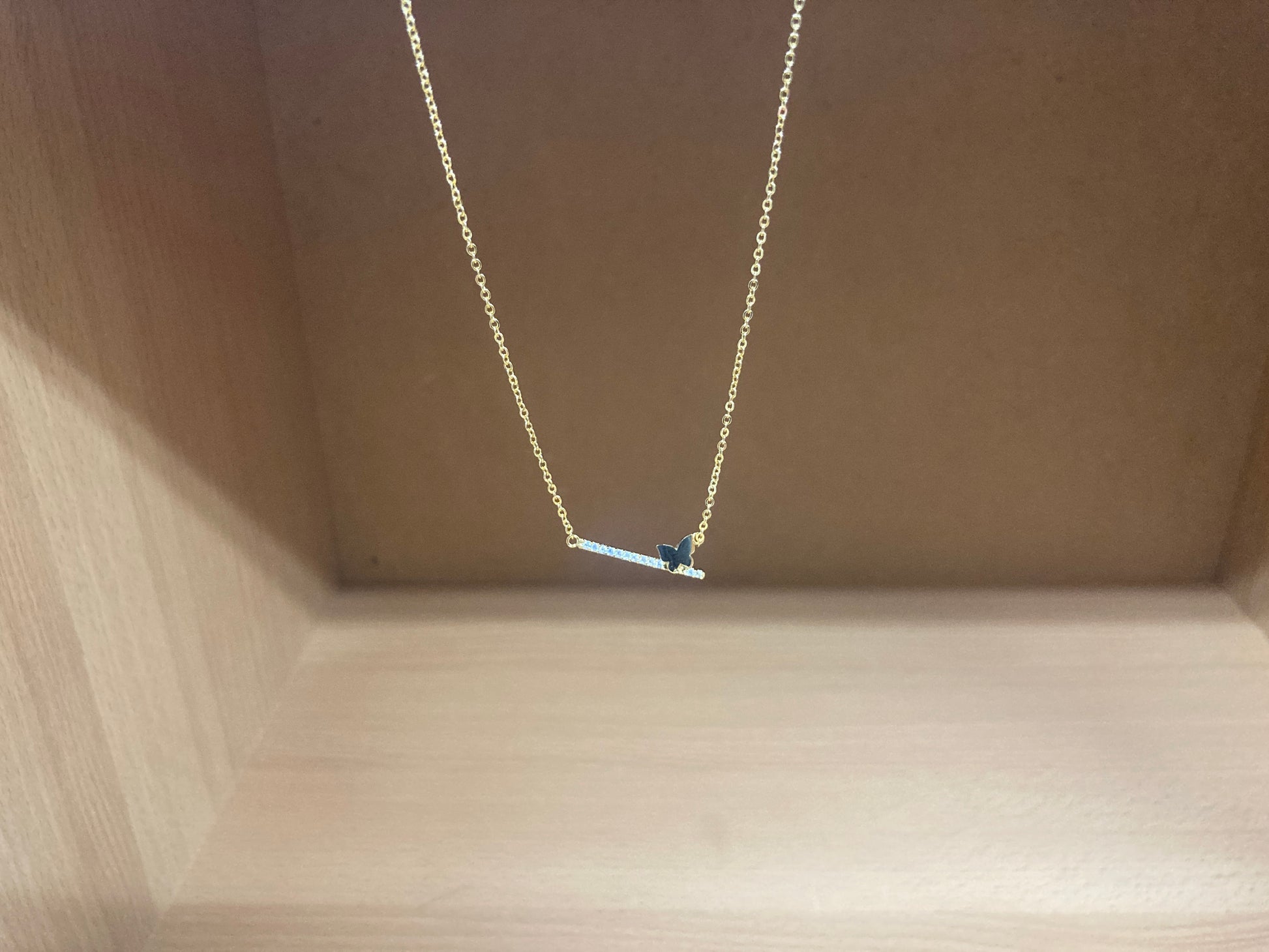 Tiny Treasures Seoul - Butterfly Bar Necklace (Gold) 9